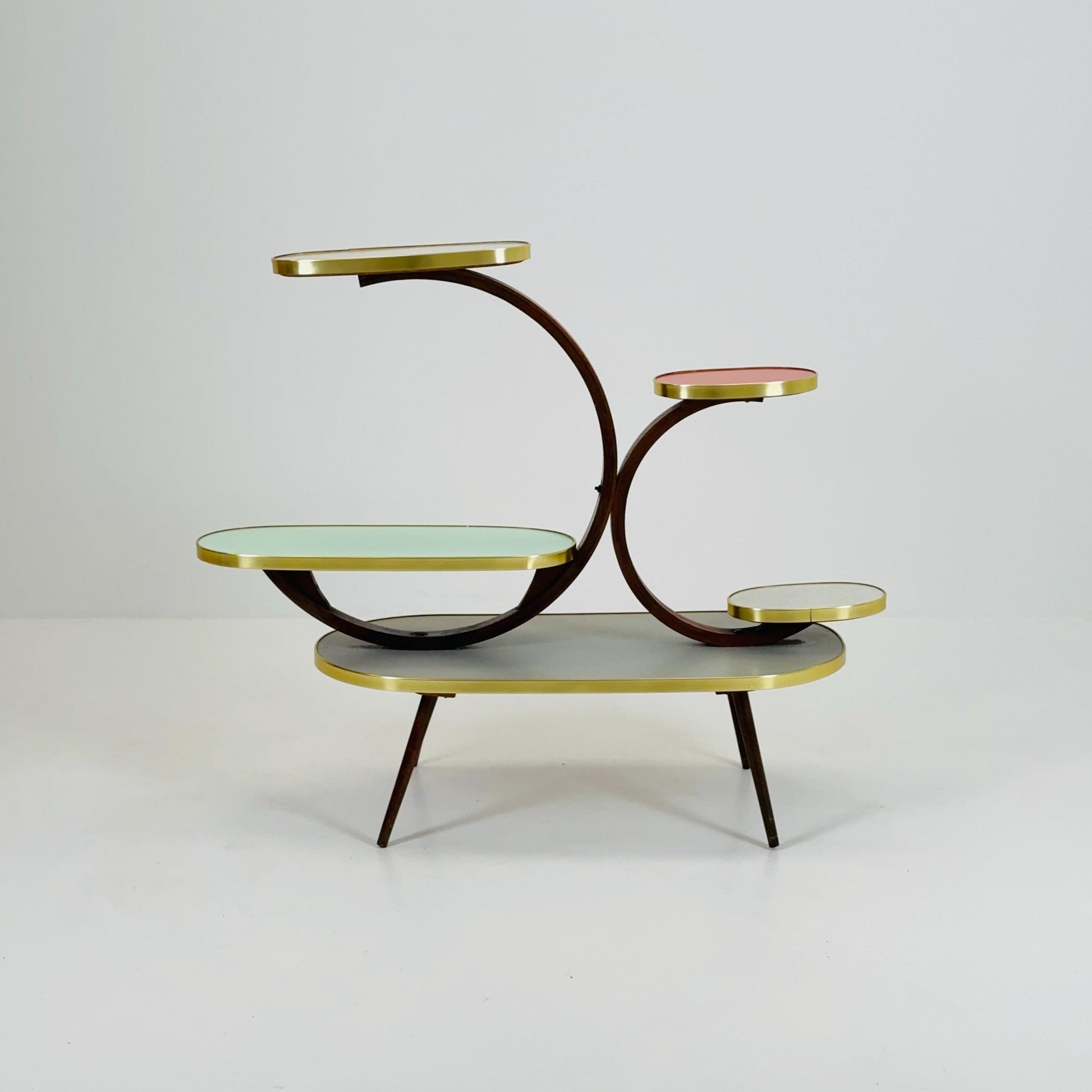 Rare Large German Plant Stand, Colorful Vintage Mid-Century Minimalist Indoor Plant Stand Side Table Retro flower table, 1950s