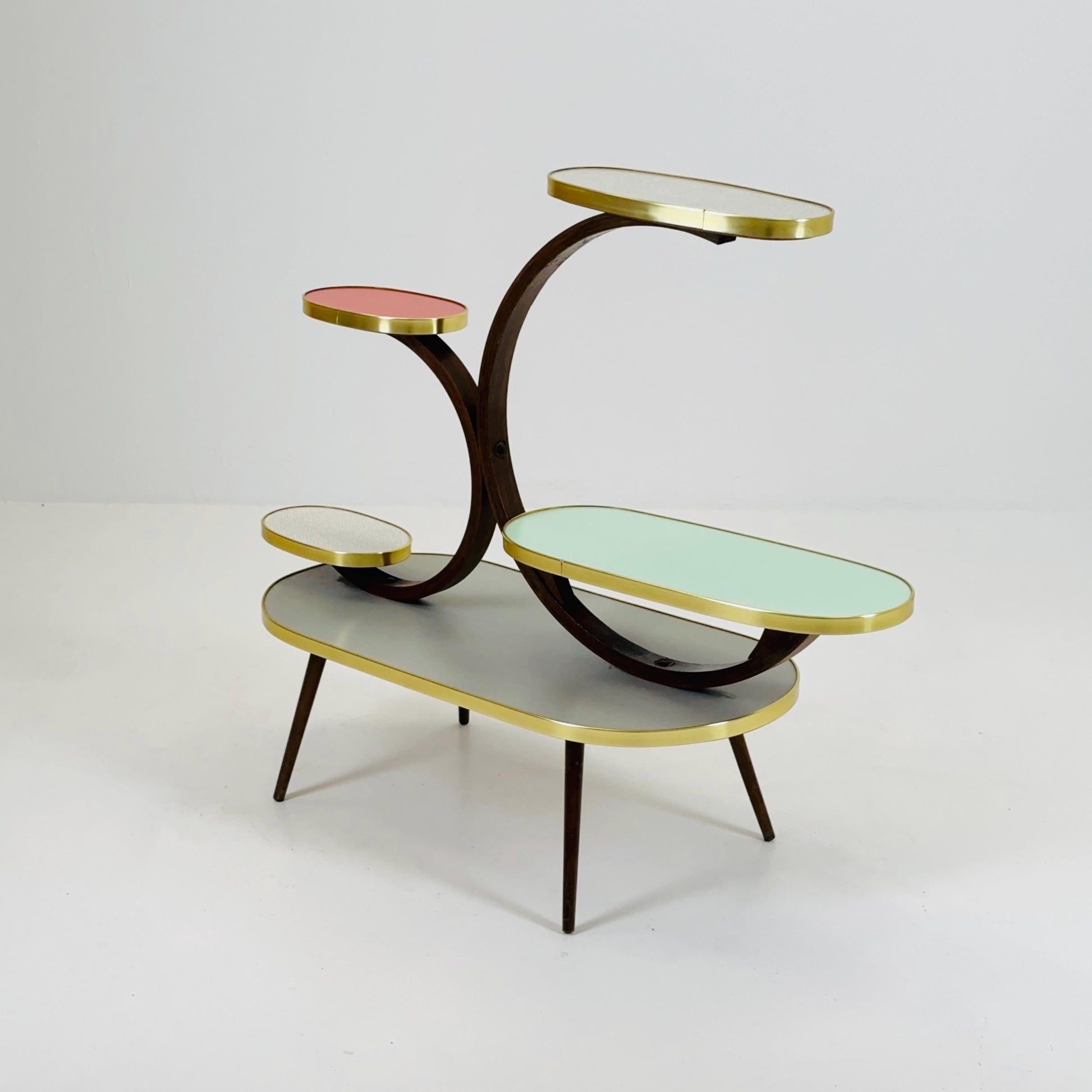 Rare Large German Plant Stand, Colorful Vintage Mid-Century Minimalist Indoor Plant Stand Side Table Retro flower table, 1950s