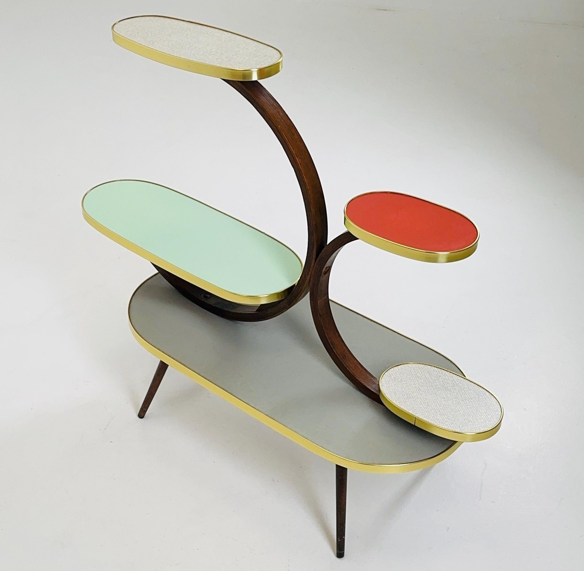 Rare Large German Plant Stand, Colorful Vintage Mid-Century Minimalist Indoor Plant Stand Side Table Retro flower table, 1950s