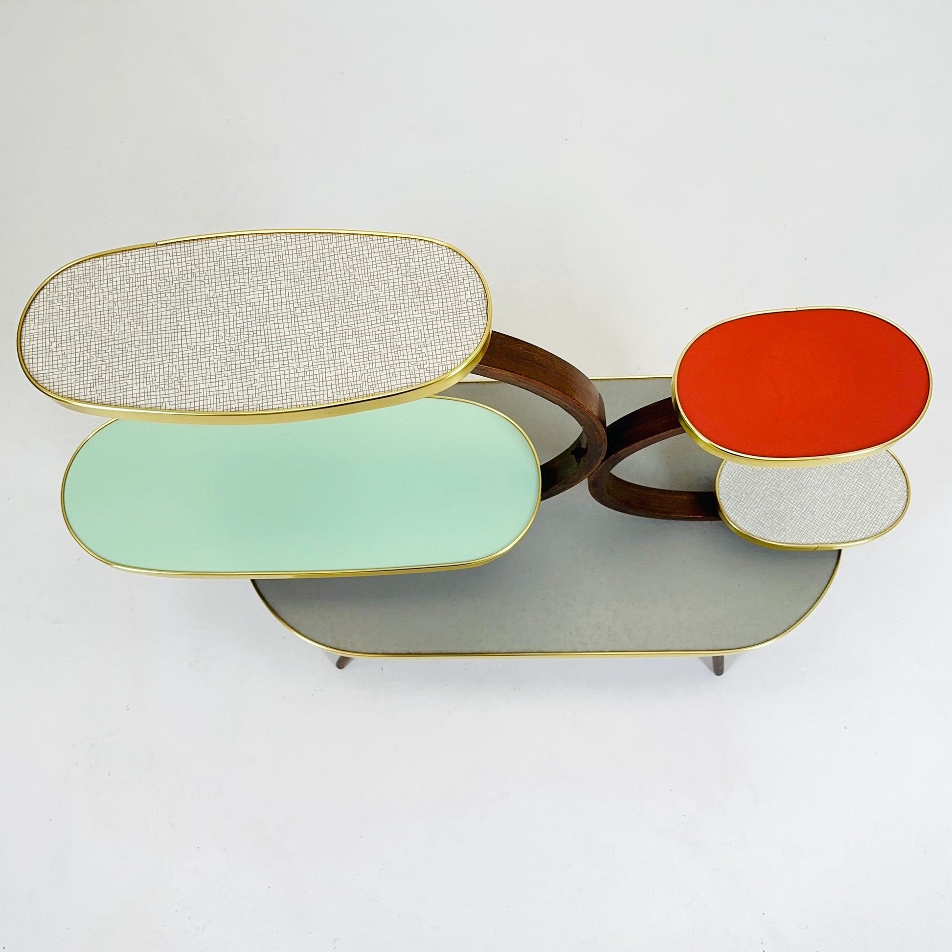 Rare Large German Plant Stand, Colorful Vintage Mid-Century Minimalist Indoor Plant Stand Side Table Retro flower table, 1950s