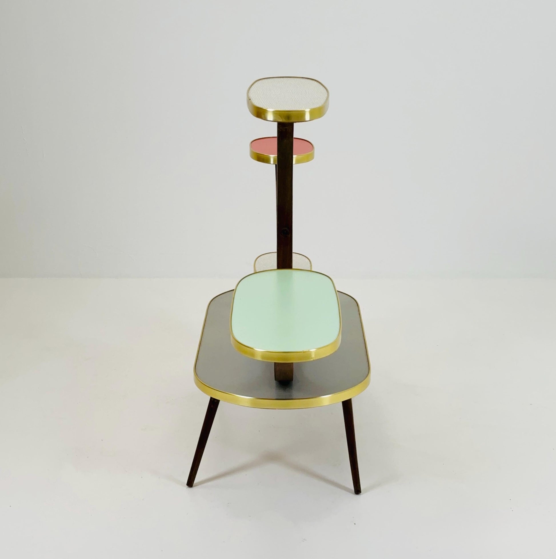 Rare Large German Plant Stand, Colorful Vintage Mid-Century Minimalist Indoor Plant Stand Side Table Retro flower table, 1950s