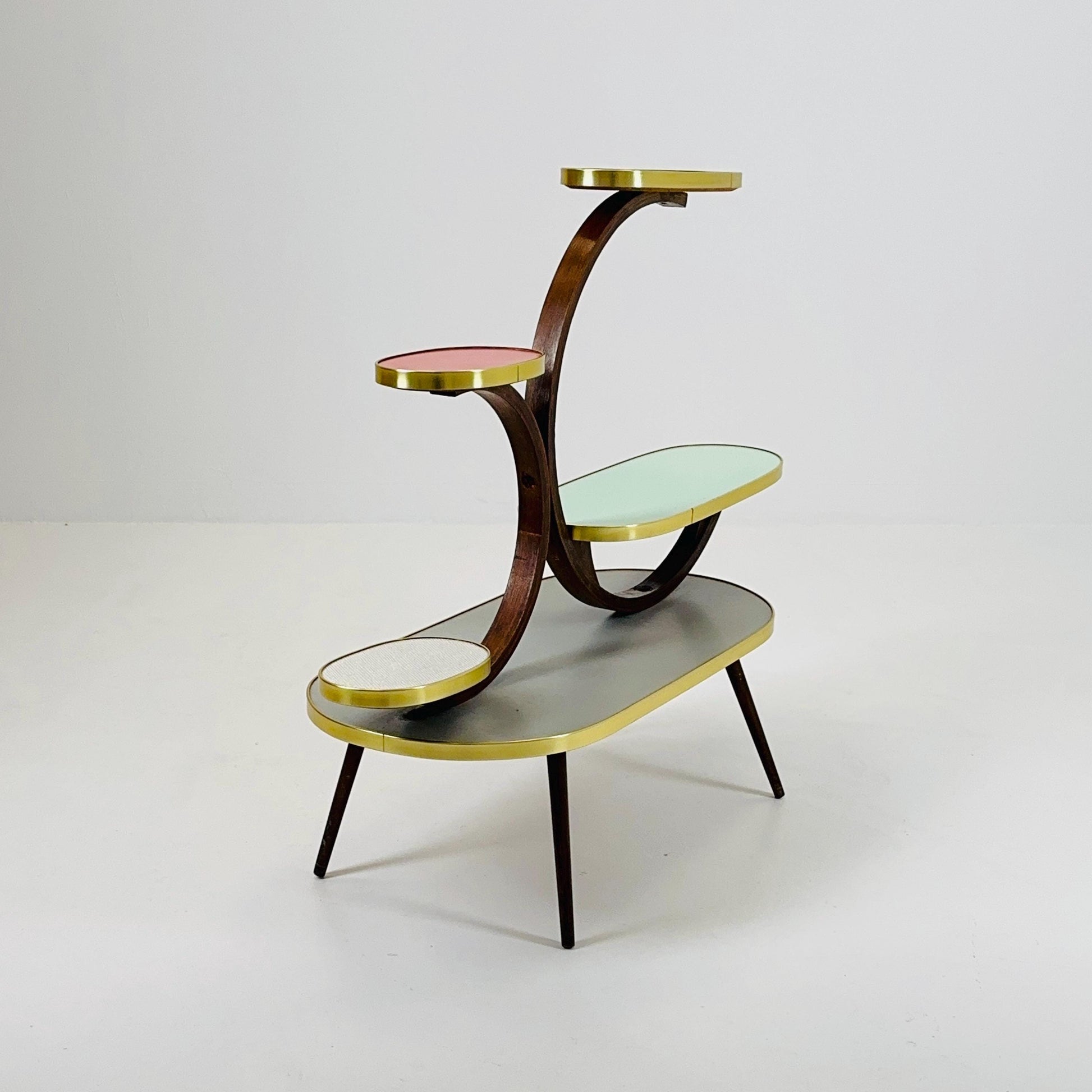 Rare Large German Plant Stand, Colorful Vintage Mid-Century Minimalist Indoor Plant Stand Side Table Retro flower table, 1950s