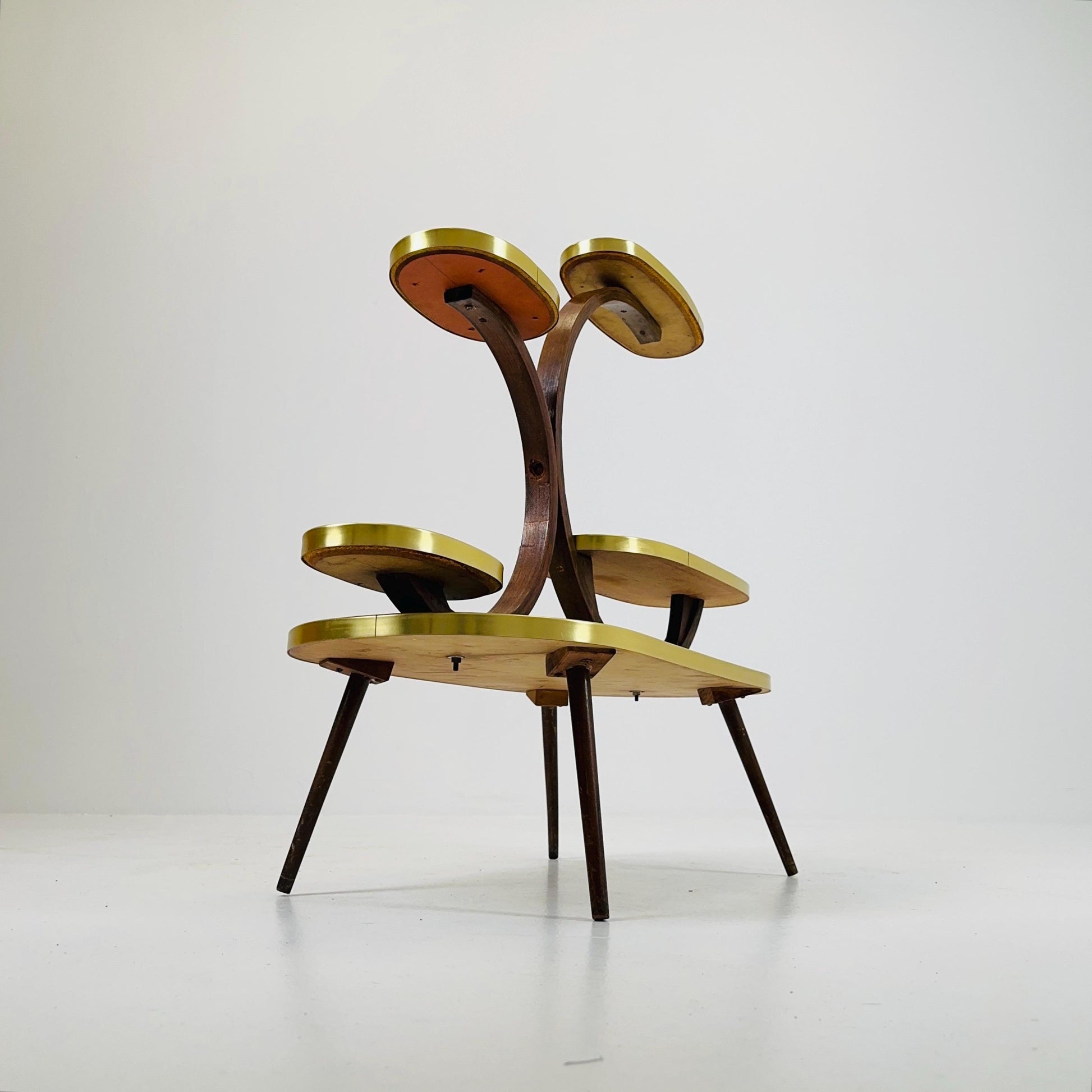 Rare Large German Plant Stand, Colorful Vintage Mid-Century Minimalist Indoor Plant Stand Side Table Retro flower table, 1950s