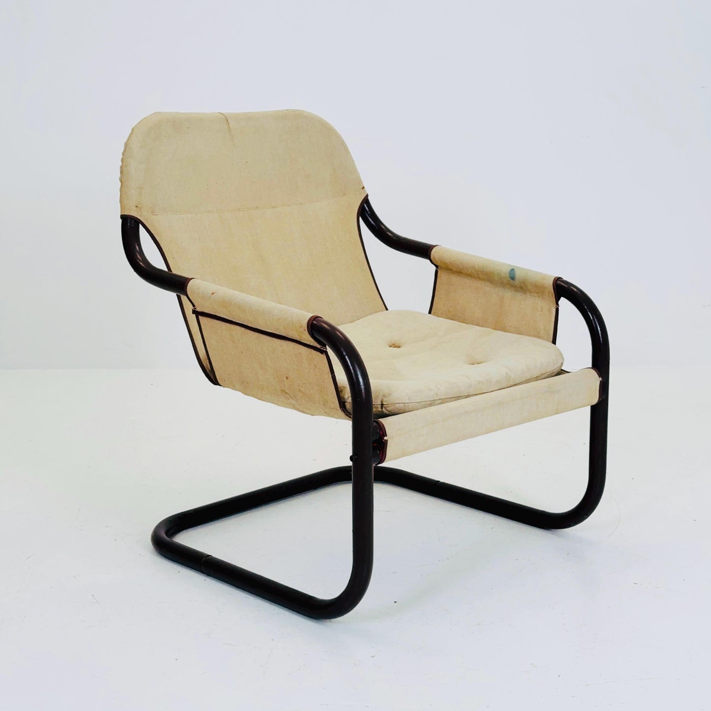 Mid century century Bauhaus tubular canvas armchair for Tomas Jelinek by IKEA 1980s