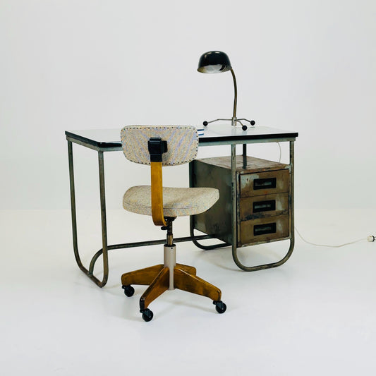 Industrial Bauhaus Tubular Steel Vintage Desk produced by Vichr & Co - 1930s