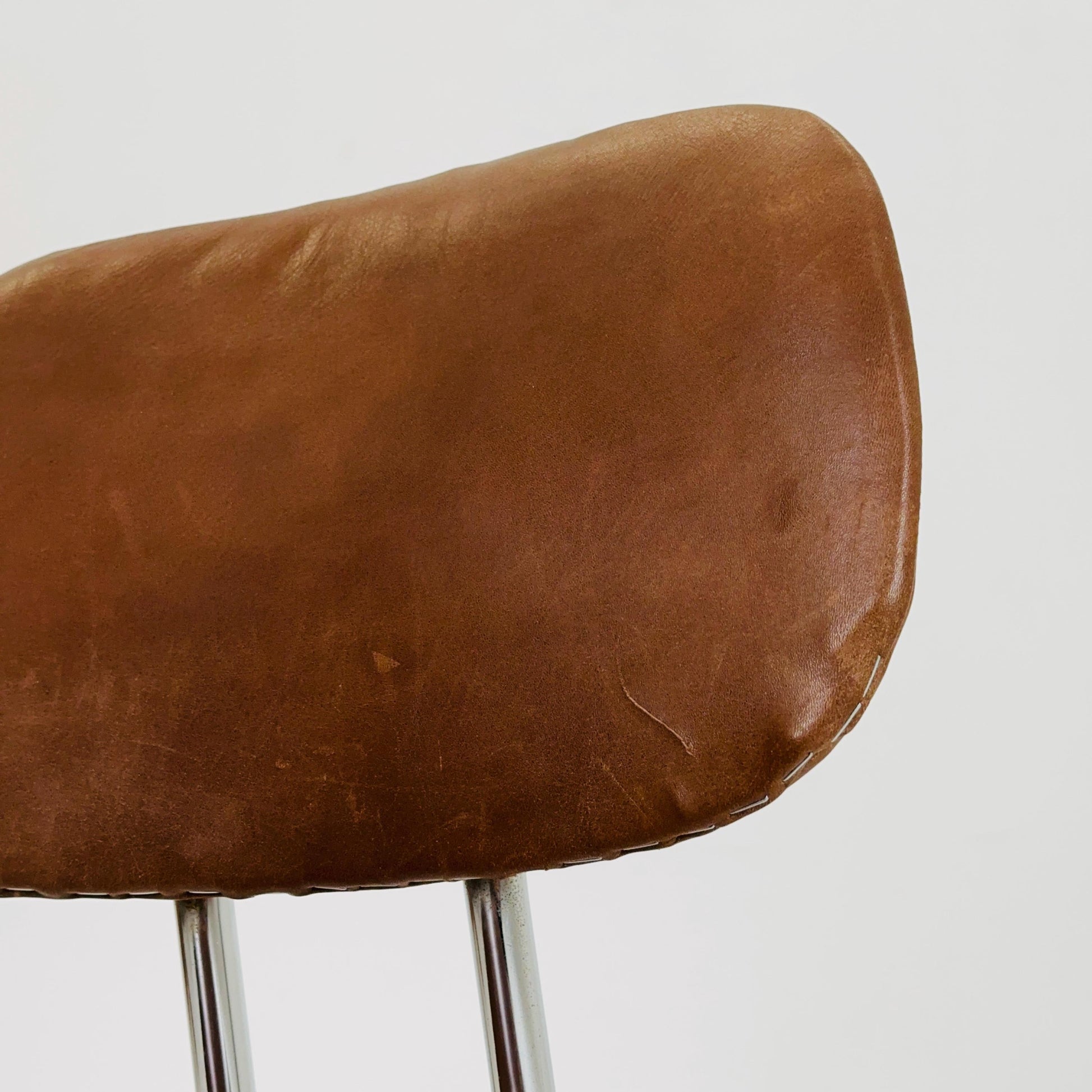 Vintage office/desk chair in brown leather with swivel steel structure Italy 1960s