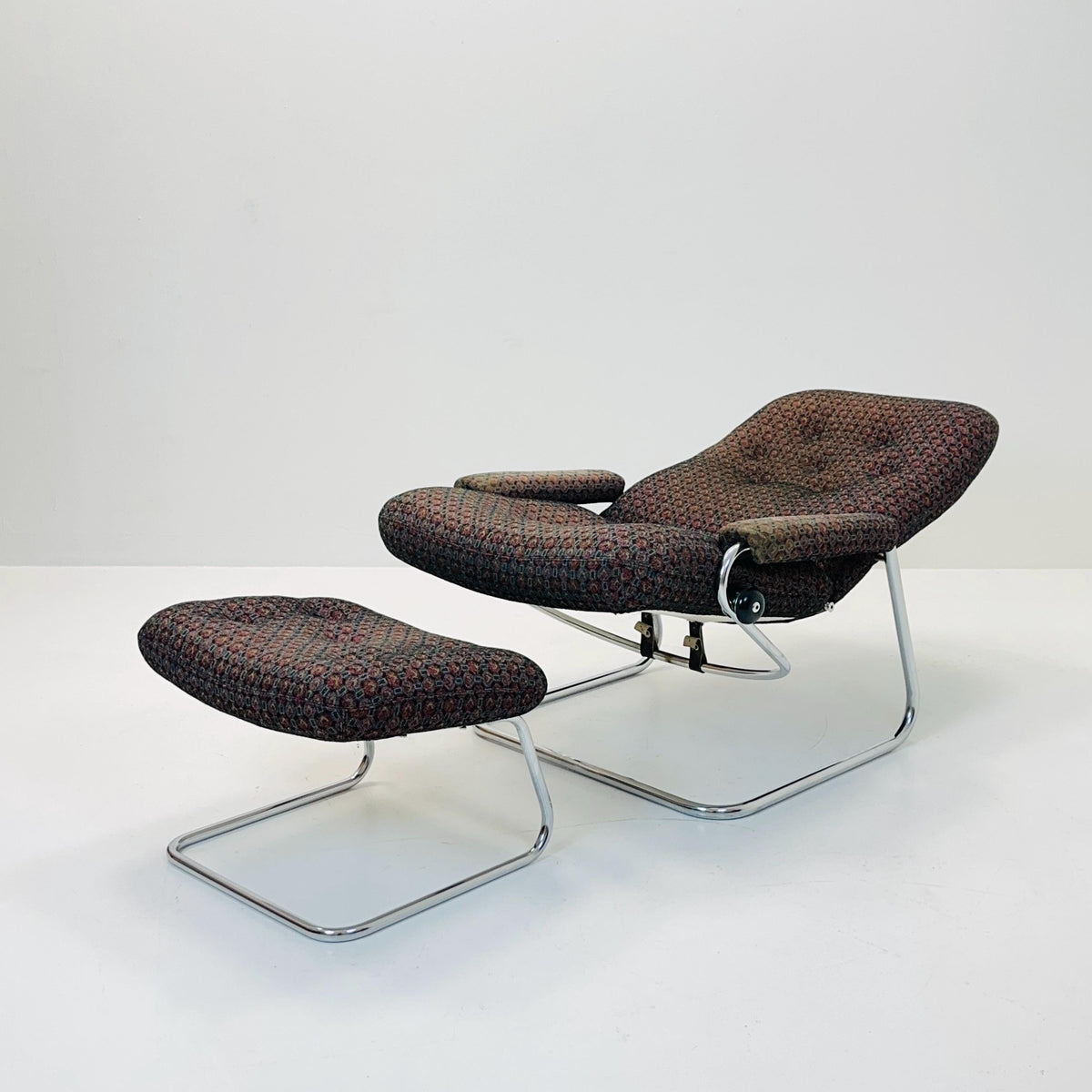 Mid century Ekornes reclining armchair and ottoman Norway 1980s