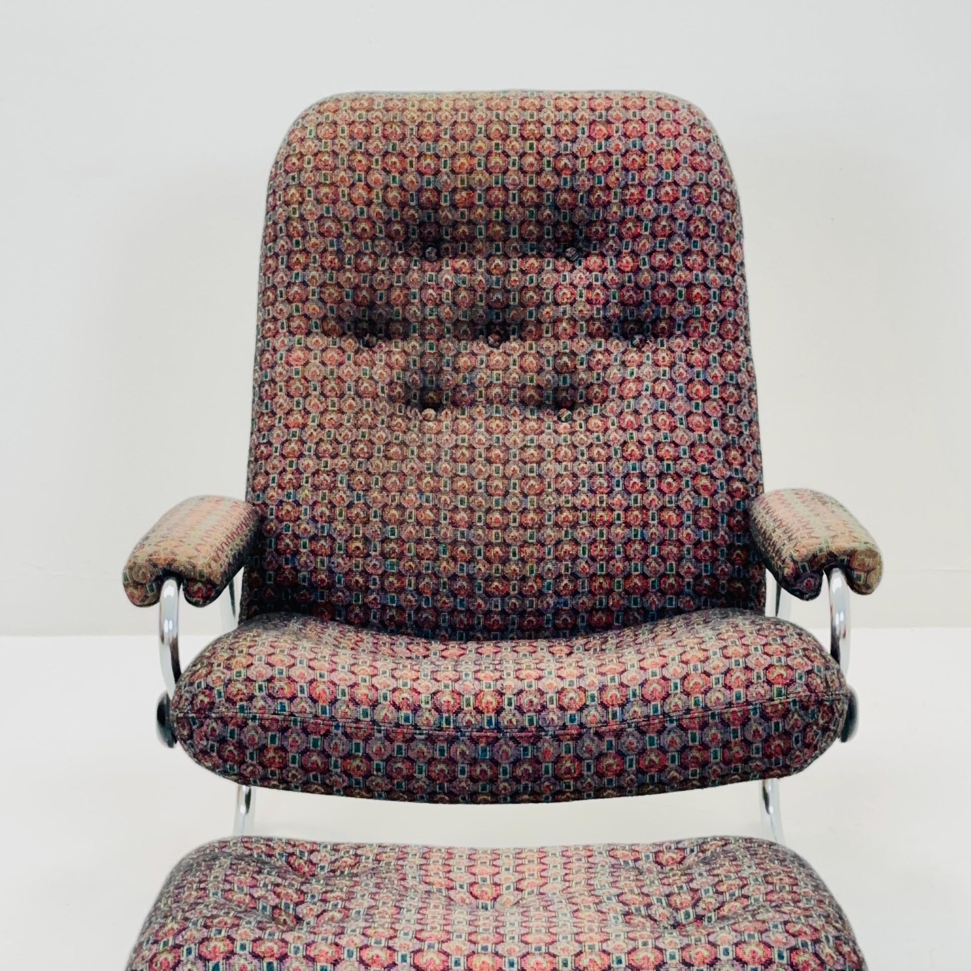 Mid century Ekornes reclining armchair and ottoman Norway 1980s