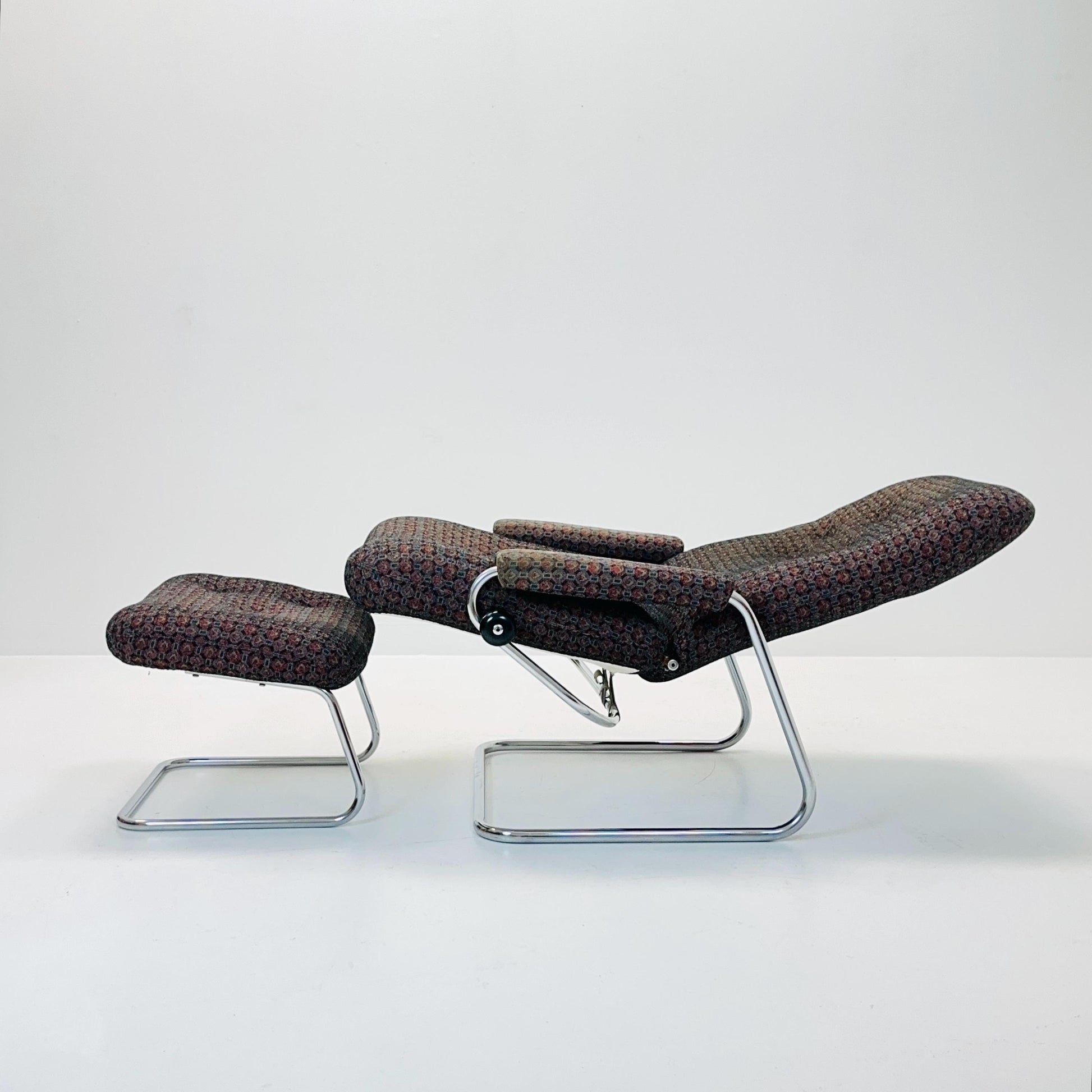 Mid century Ekornes reclining armchair and ottoman Norway 1980s