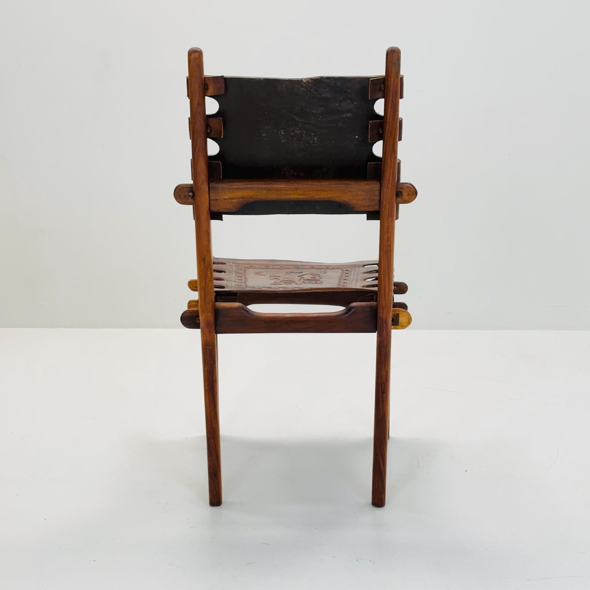 Ecuadorian dining chair with stamped leather by Angel Pazmino, 1960s
