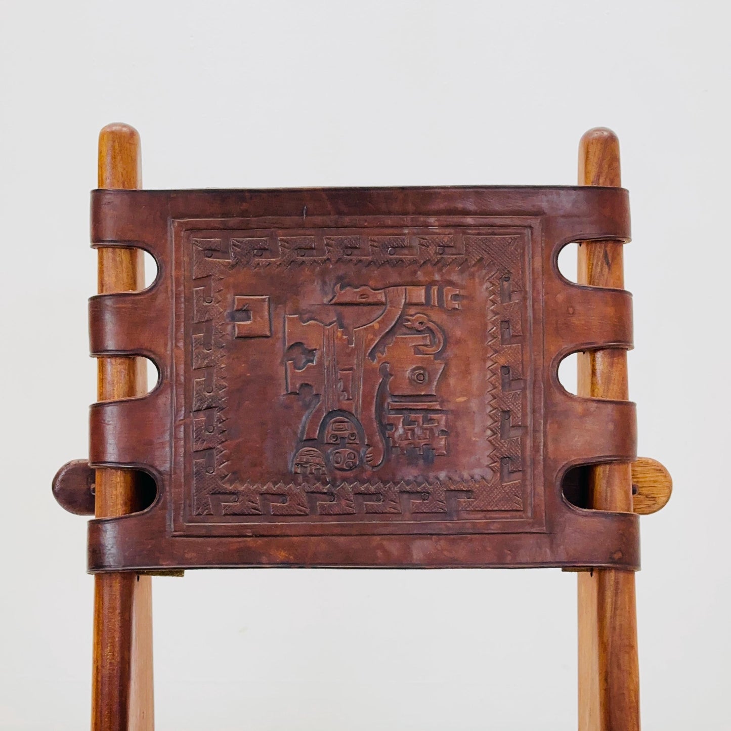 Ecuadorian dining chair with stamped leather by Angel Pazmino, 1960s
