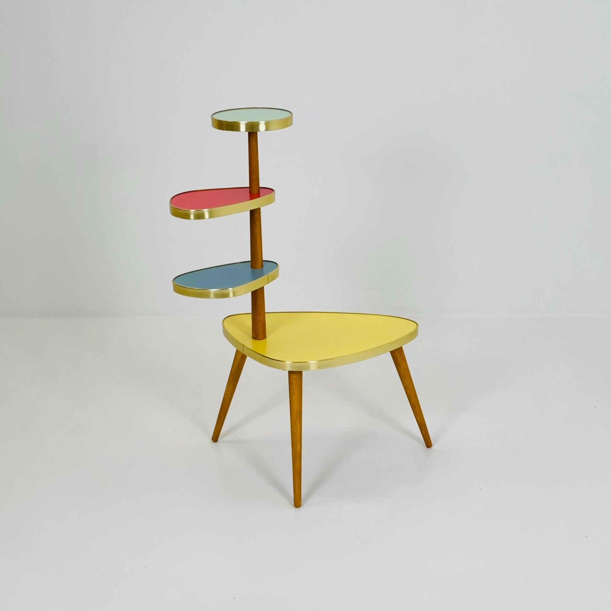 BIG German Plant Stand, Colorful Vintage Mid-Century Minimalist Indoor Plant Stand Side Table Retro flower table