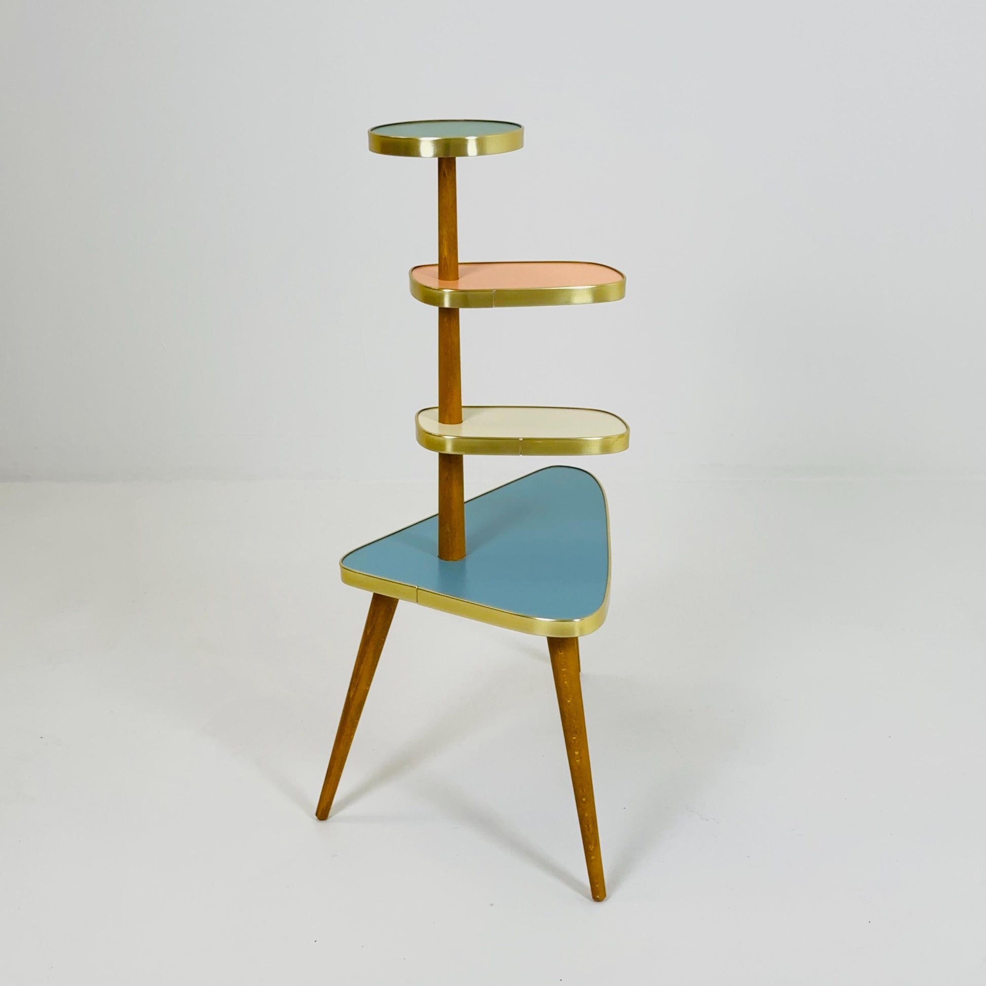 BIG German Plant Stand, Colorful Vintage Mid-Century Minimalist Indoor Plant Stand Side Table Retro flower table