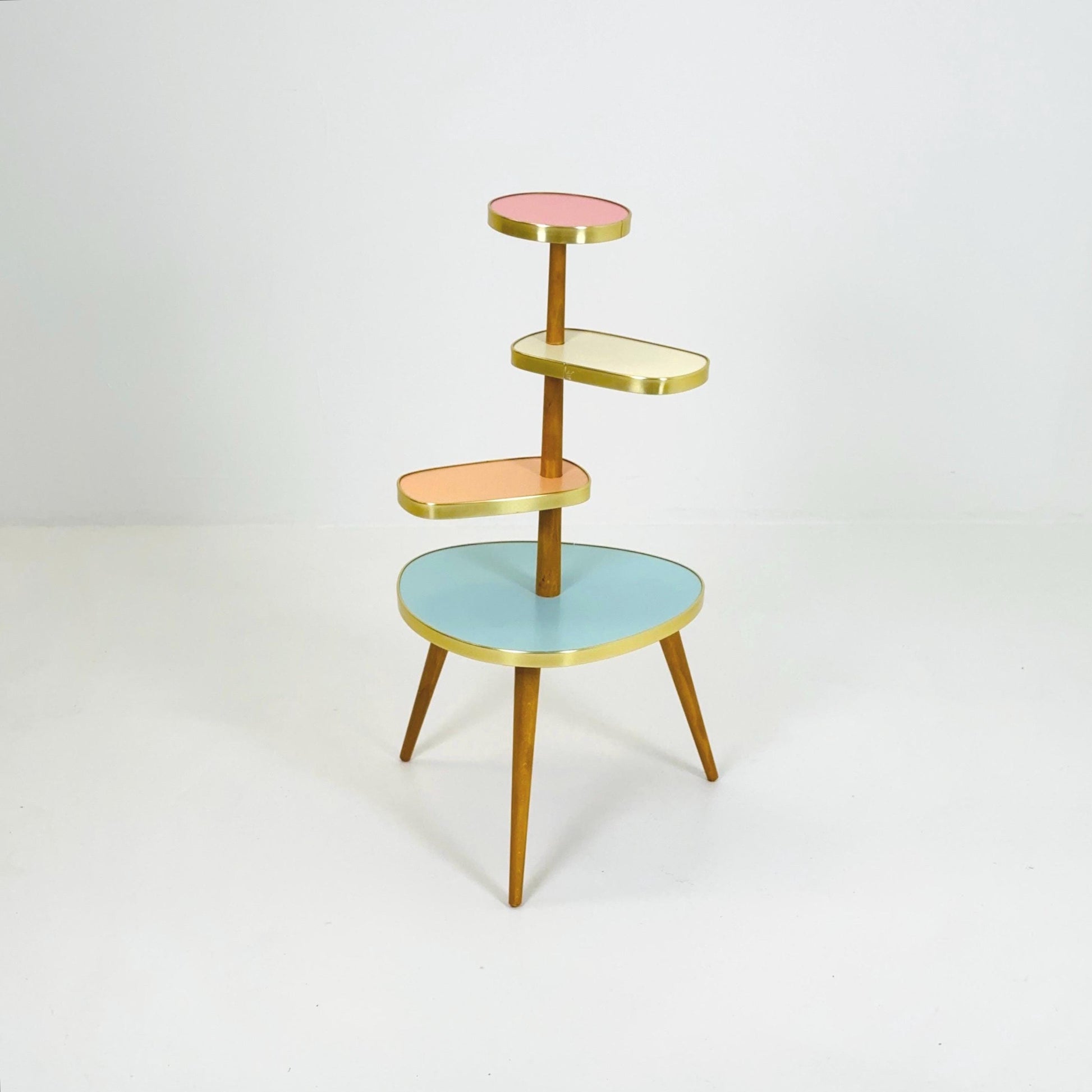 BIG German Plant Stand, Colorful Vintage Mid-Century Minimalist Indoor Plant Stand Side Table Retro flower table