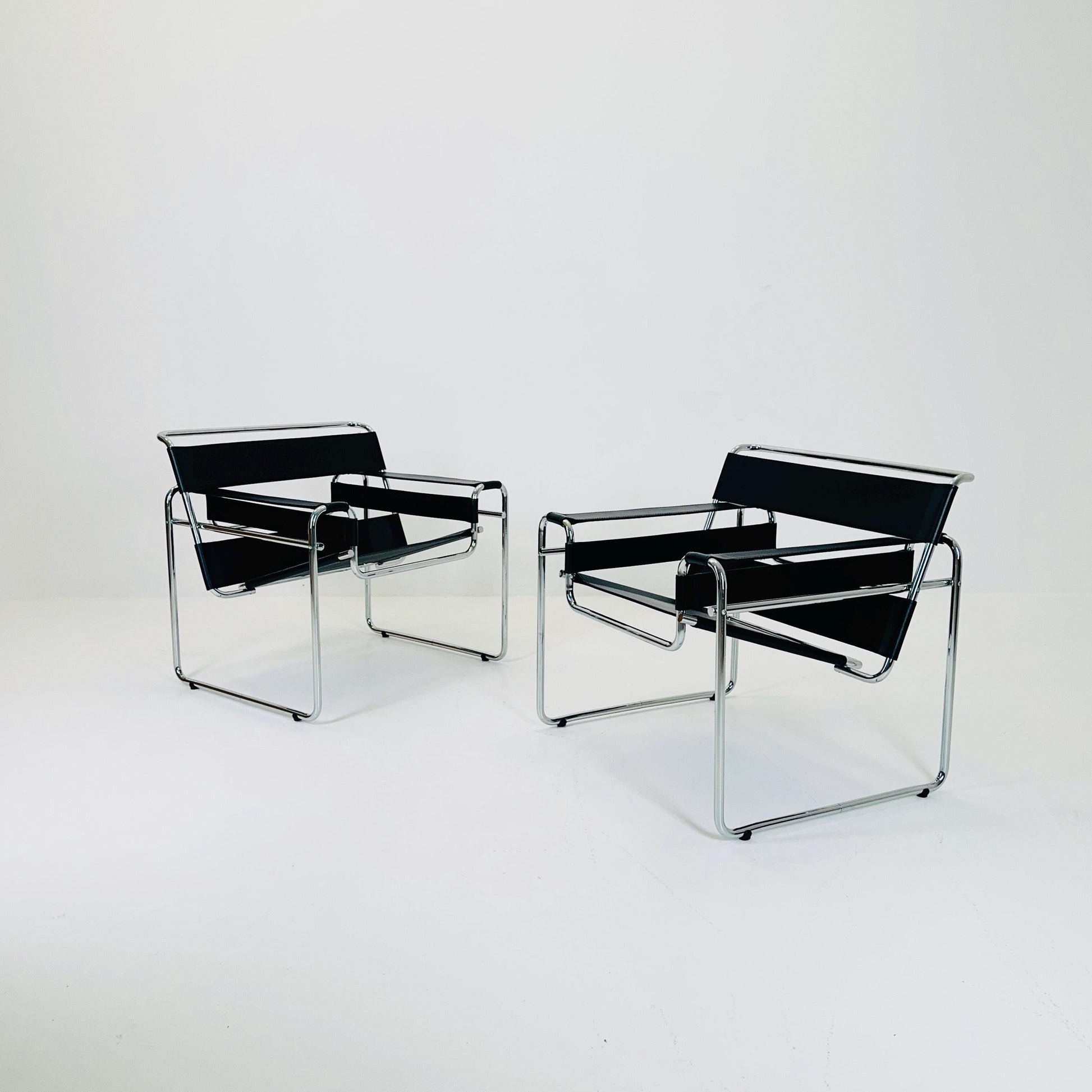1 of 2 Mid century black B3 WASSILY Lounge armchair by Marcel Brauer 1990s Italy