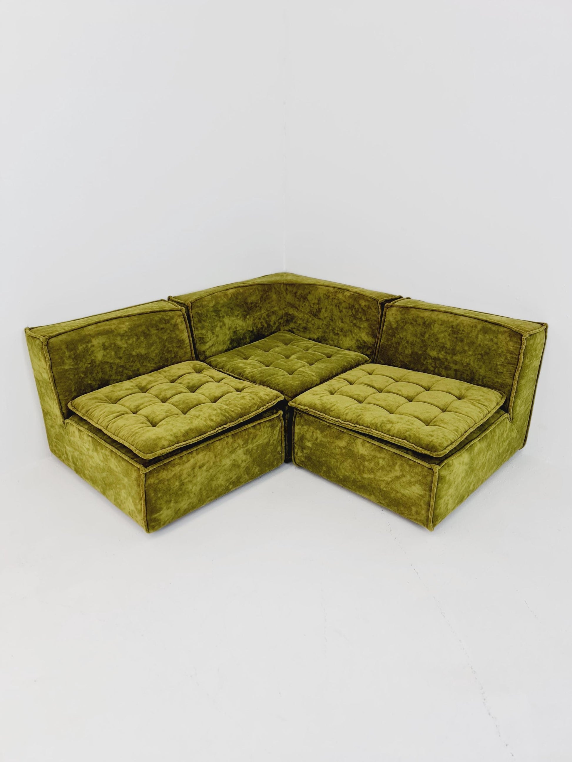 Italian mid century brown modular sofa/couch, 1970s, set of 3