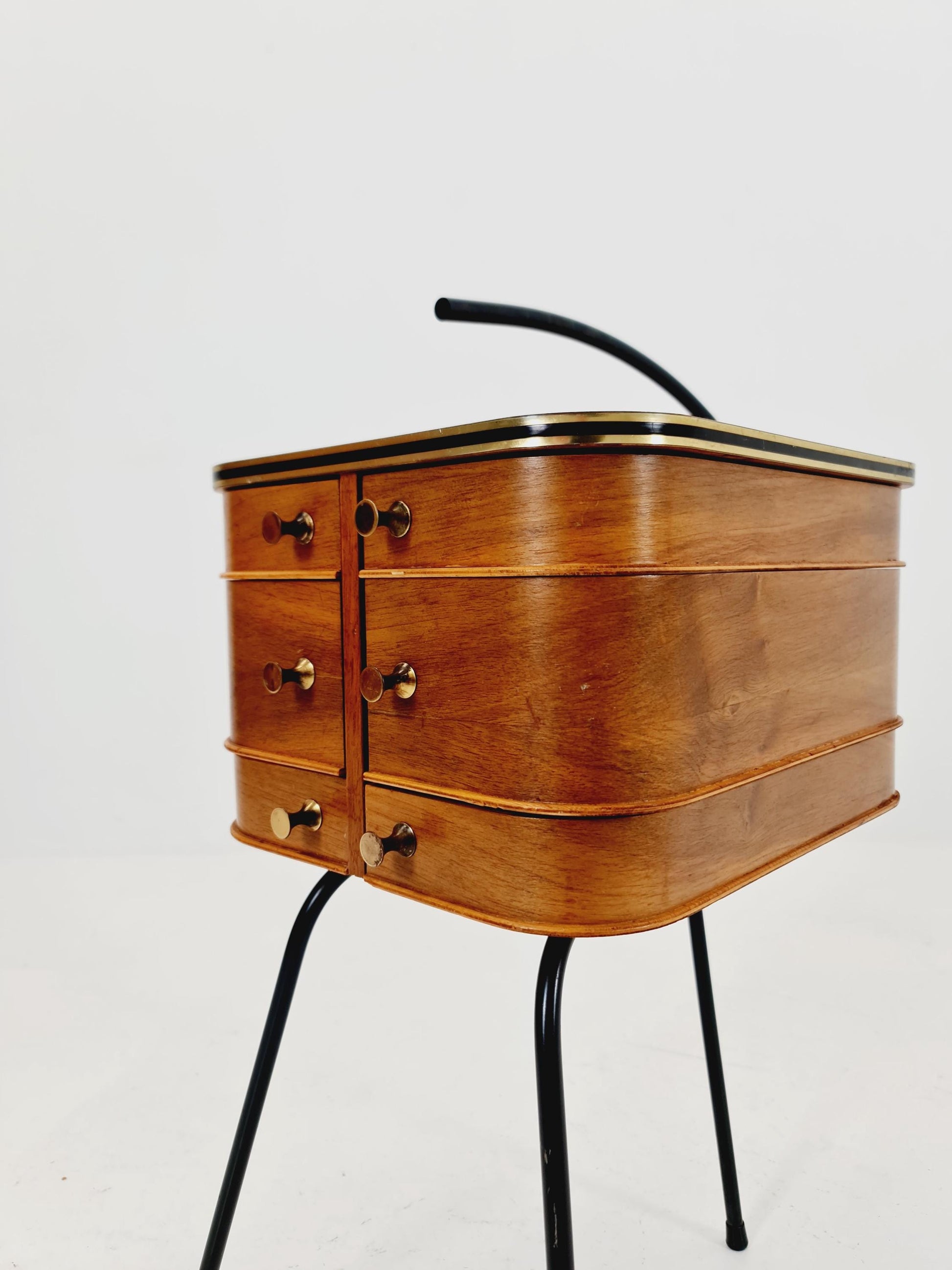 Vintage teak sweing table/ side table cabinet, 1960s