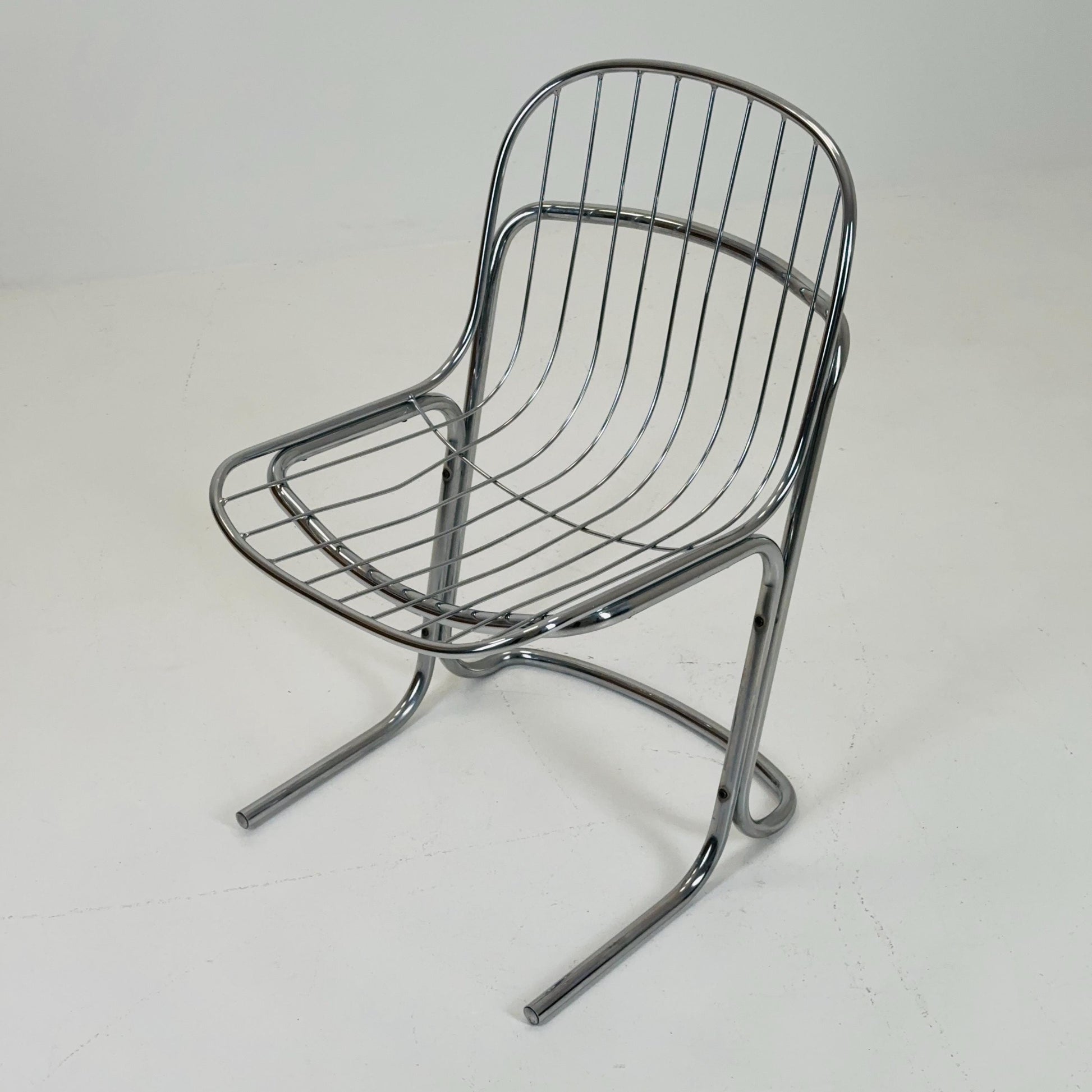 Mid century chrome Dining Chair by Gastone Rinaldi, Italy, 1970s