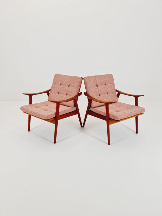 1 of 2 Mid-century Rare Scandinavian solid teak lounge chair By Fredrik Kayser for Vante , 1950s