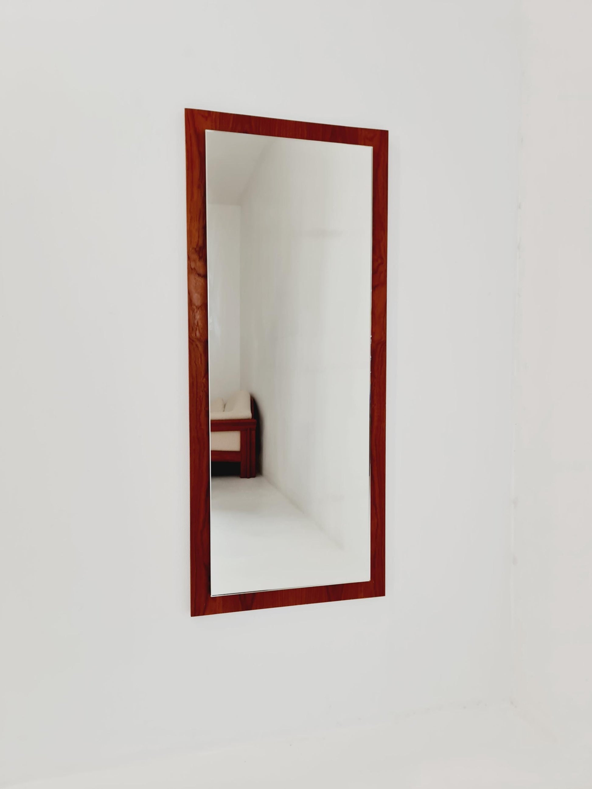 Big Teak Swedish mid-century Modern wall-mounted mirror , 1960s