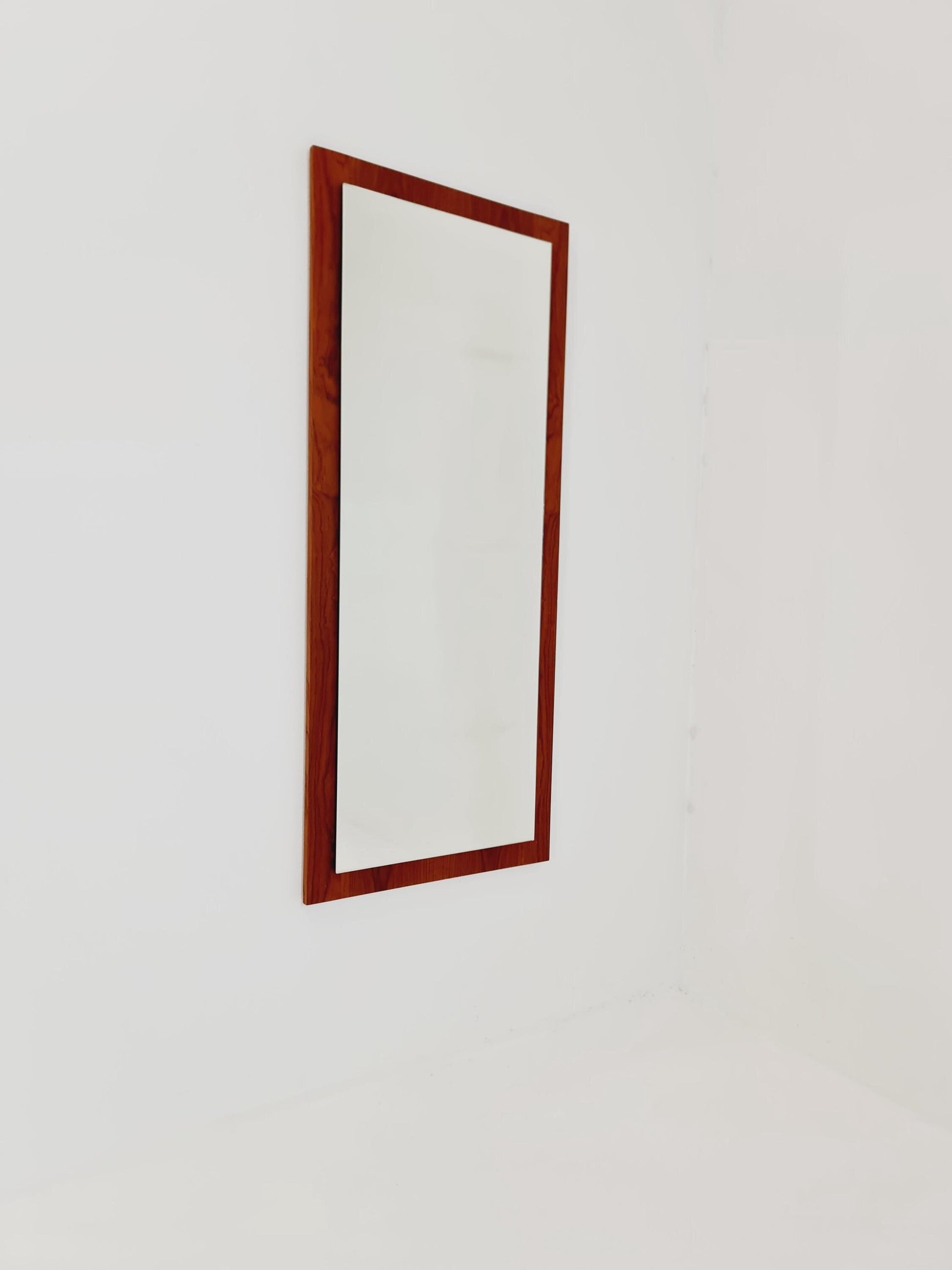Big Teak Swedish mid-century Modern wall-mounted mirror , 1960s