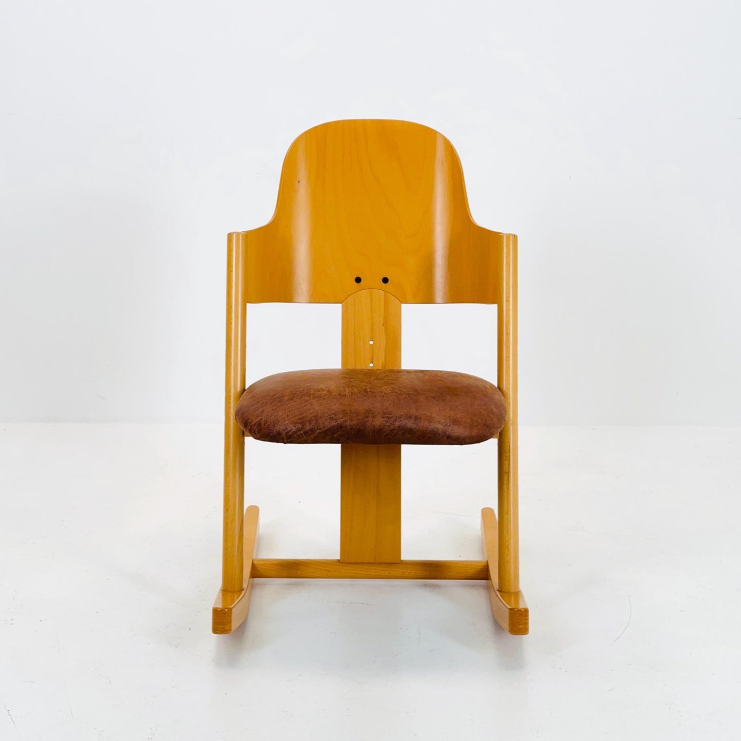 Vintage Moizi Rocking Chair – Ergonomic German Design with Natural Wood Finish, 1990s