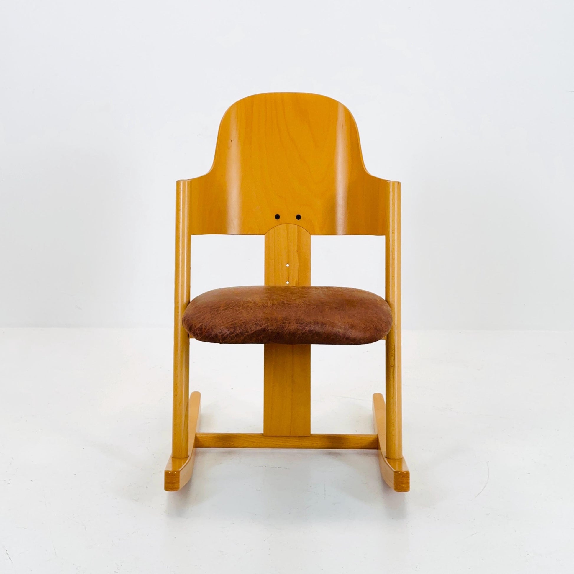 Vintage Moizi Rocking Chair – Ergonomic German Design with Natural Wood Finish, 1990s