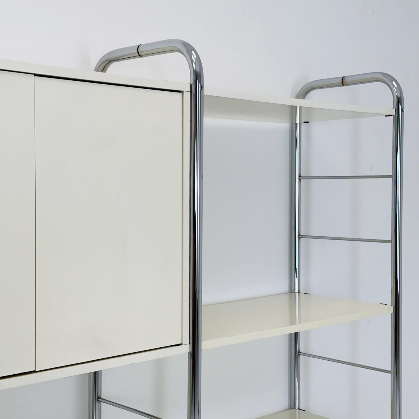 Minimalist white standing modular shelving system “Niklas” by Rutger Andersson for IKEA Sweden 1980s