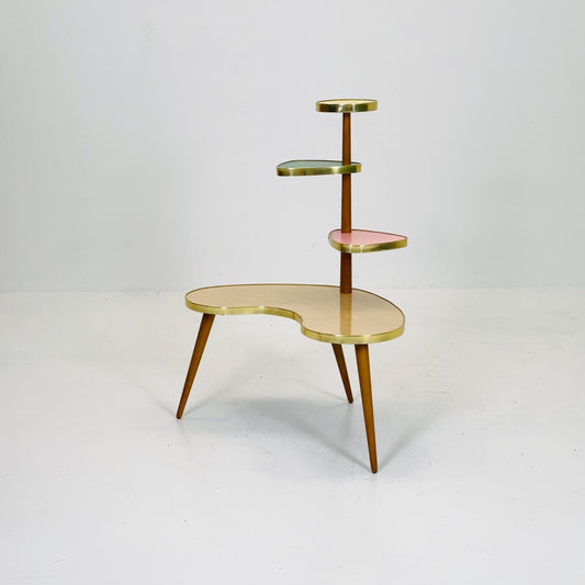 BIG 1950s German Plant Stand, Colorful Vintage Mid-Century Minimalist Indoor Plant Stand Side Table Retro flower table