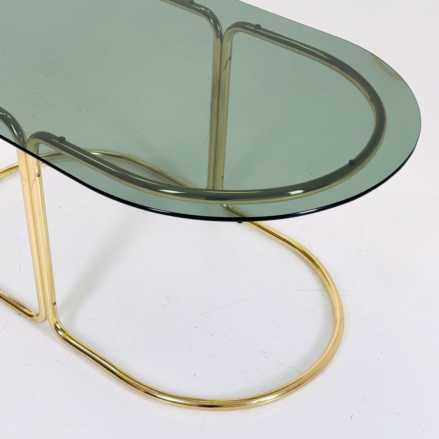 Hollywood Regency Mid-Century Modern Brass Coffee Table with Smoked Glass Top – 1960s,Italy