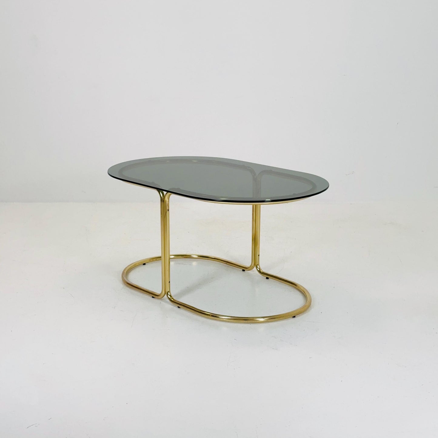 Hollywood Regency Mid-Century Modern Brass Coffee Table with Smoked Glass Top – 1960s,Italy