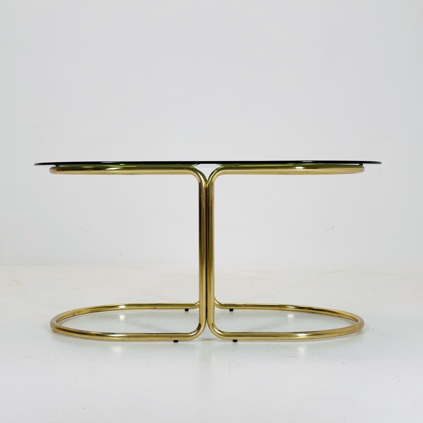 Hollywood Regency Mid-Century Modern Brass Coffee Table with Smoked Glass Top – 1960s,Italy
