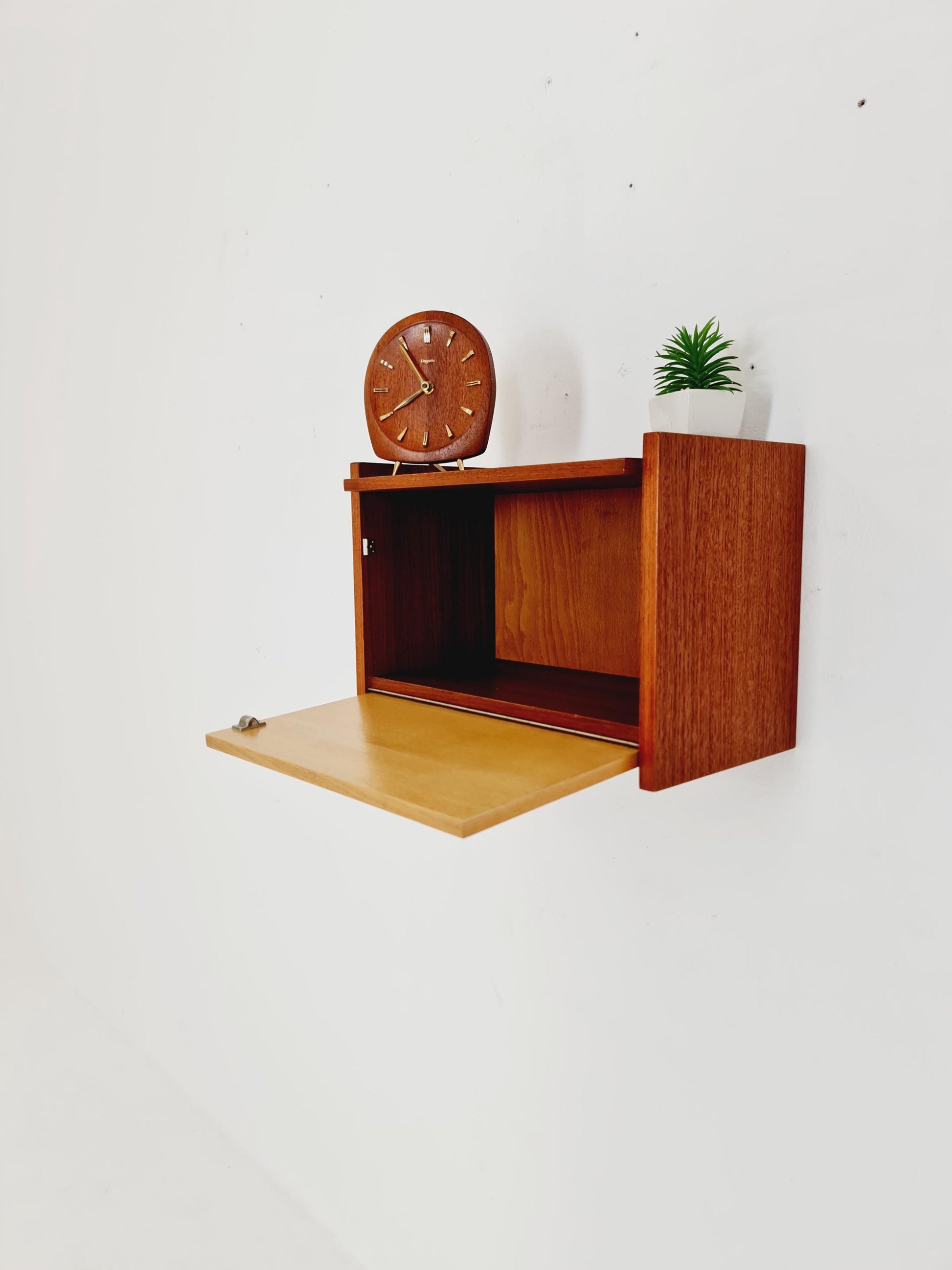 Scandinavian Teak & Ash floating/ hanging bedside table/ nightstand By WK , 1960s