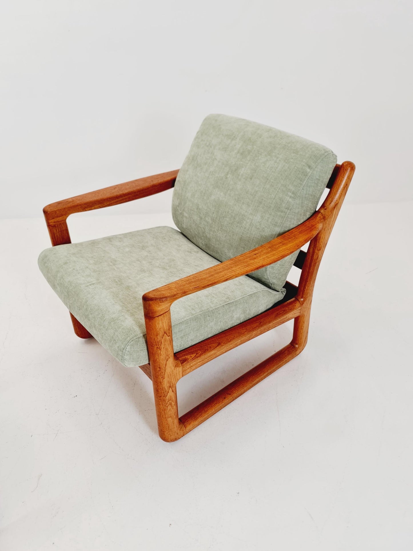 Mid century teak easy lounge chairs With Ottoman by Johannes Andersen for Silkeborg , 1960s