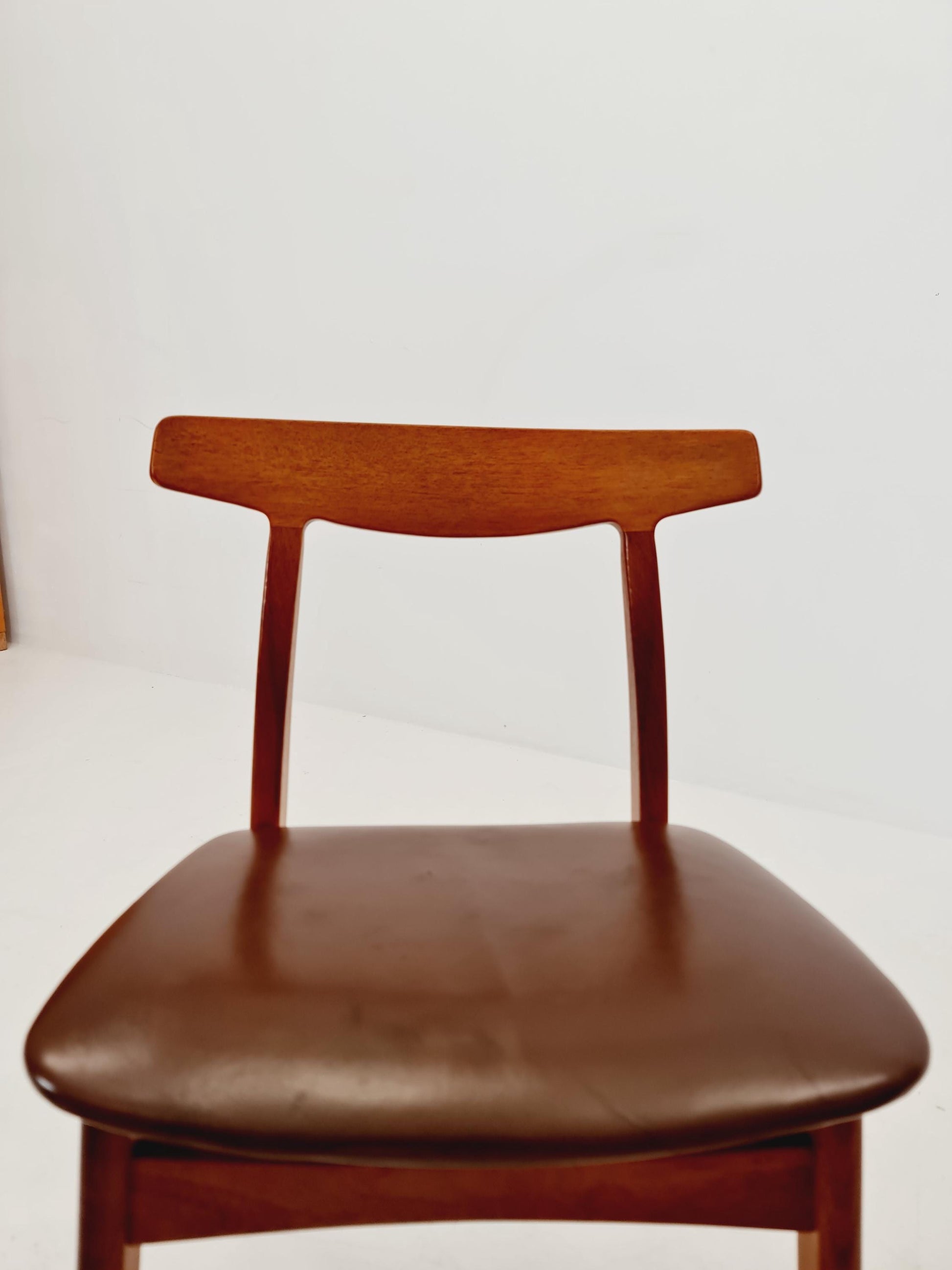 Mid Century Dansih Teak and Leather chair by Henning kaernulf , 1960s Set of 4