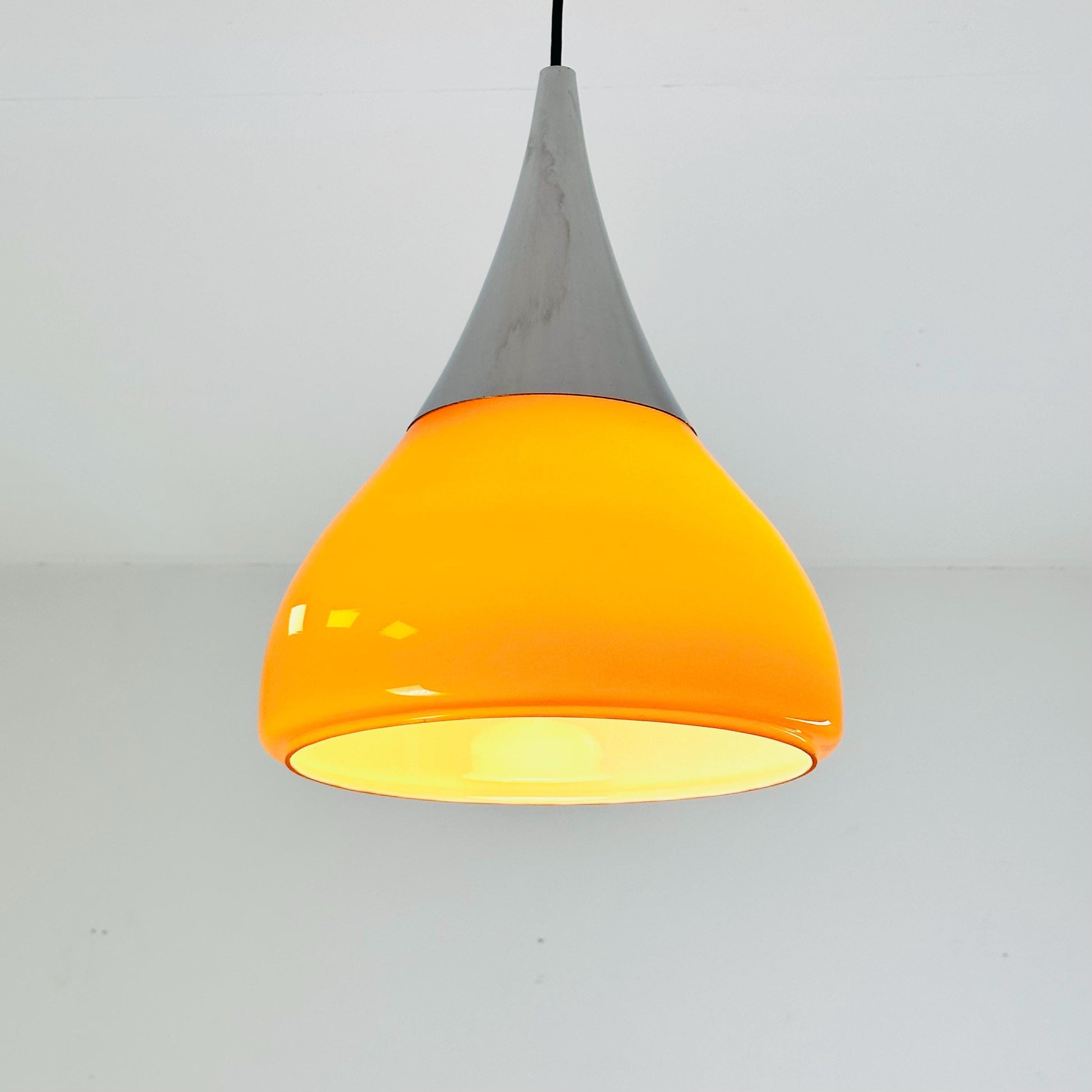 Mid century , Glashütte “Limburg” Pendant Lamp in Orange Glass - Model 1486 ,1970s