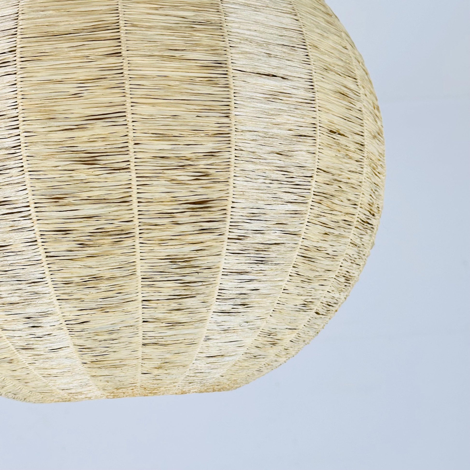 Vintage 1970s Cocoon Raffia Ball Lamp, Large Mid-Century Natural Fiber Pendant Light”
