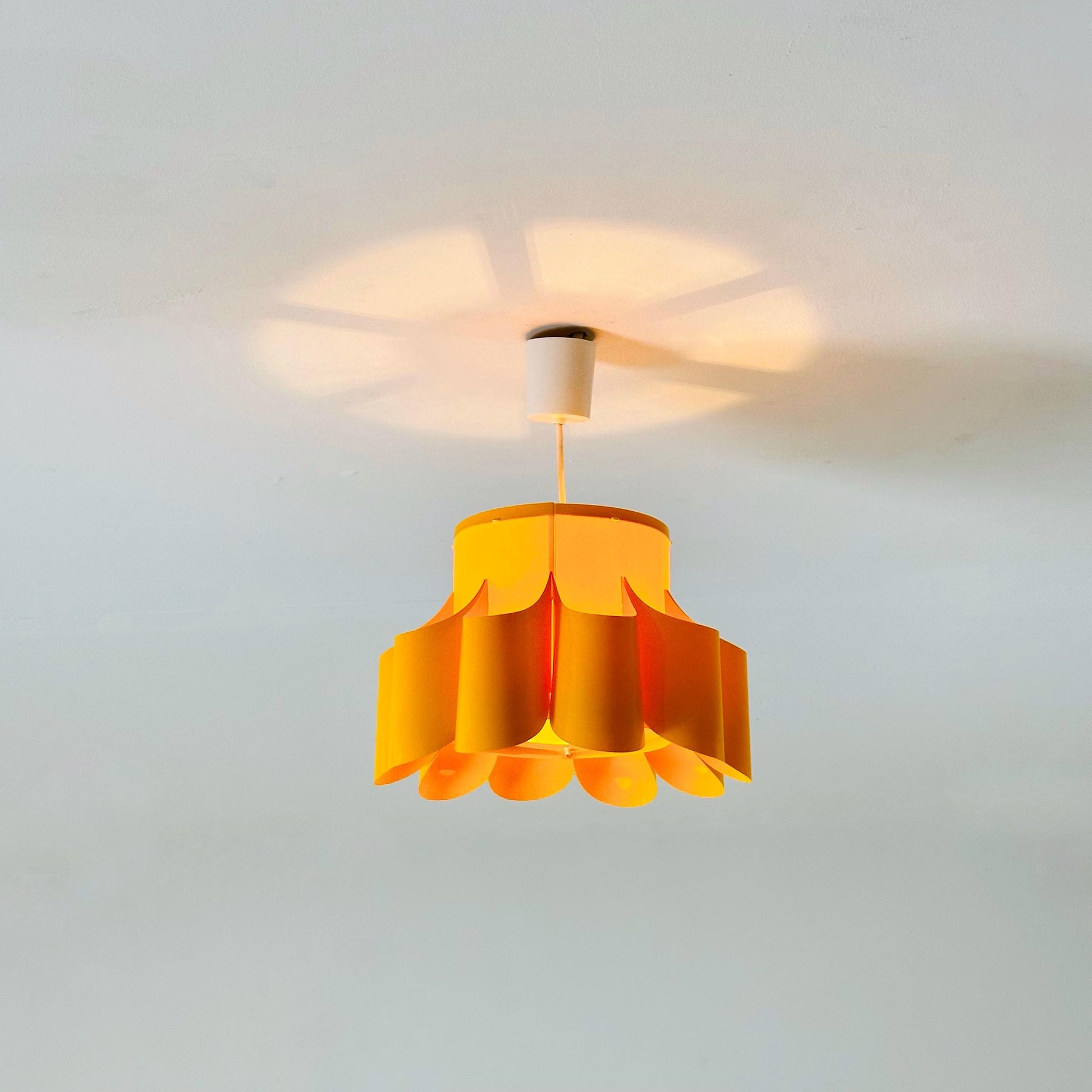 Pop Art Yellow Scalloped Plastic Ceiling Lamp 1970s