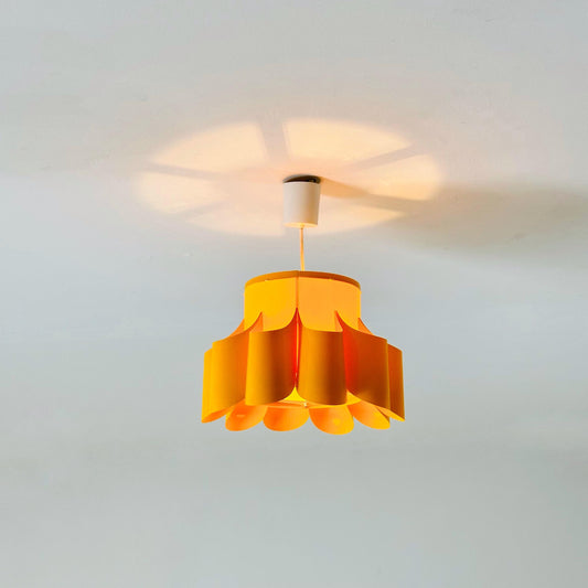 Pop Art Yellow Scalloped Plastic Ceiling Lamp 1970s
