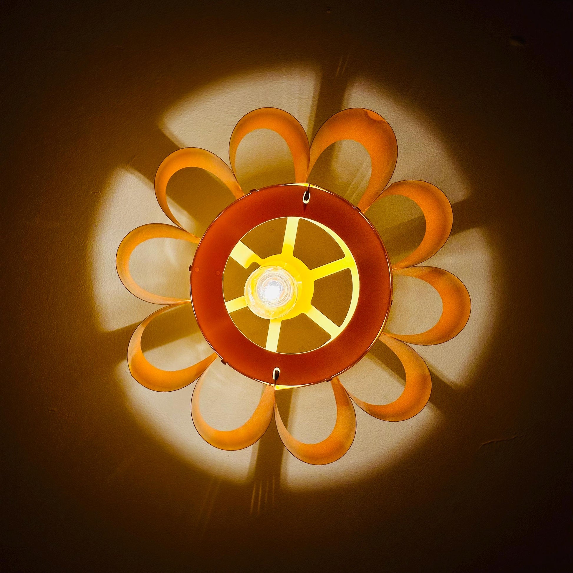 Pop Art Yellow Scalloped Plastic Ceiling Lamp 1970s