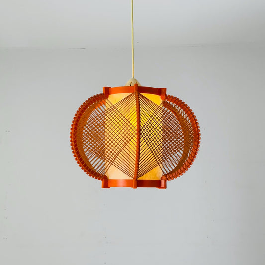 Mid century hanging lamp in Bakelite and sisal by MK Leuchten, 1970s
