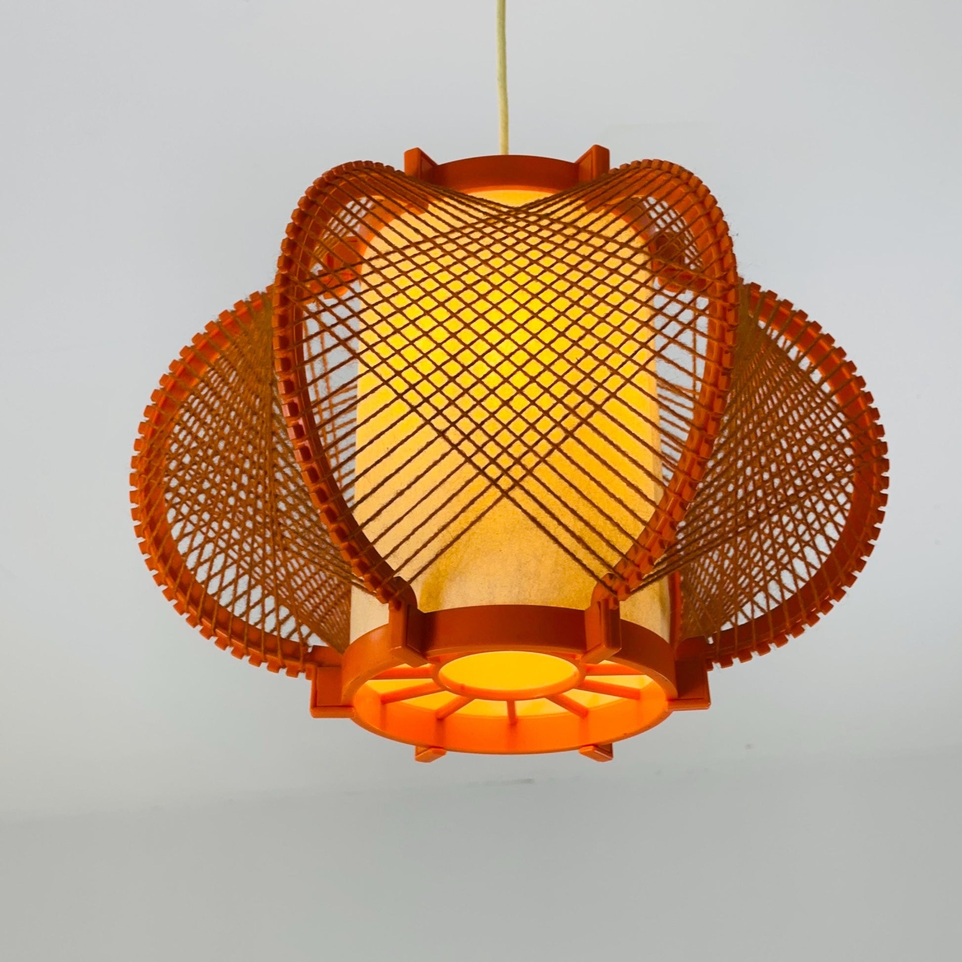 Mid century hanging lamp in Bakelite and sisal by MK Leuchten, 1970s