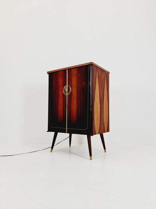 Rare Mid century teak German Old TV Cabinet bar/ sideboard, BY Schaub Lorenz 1950s