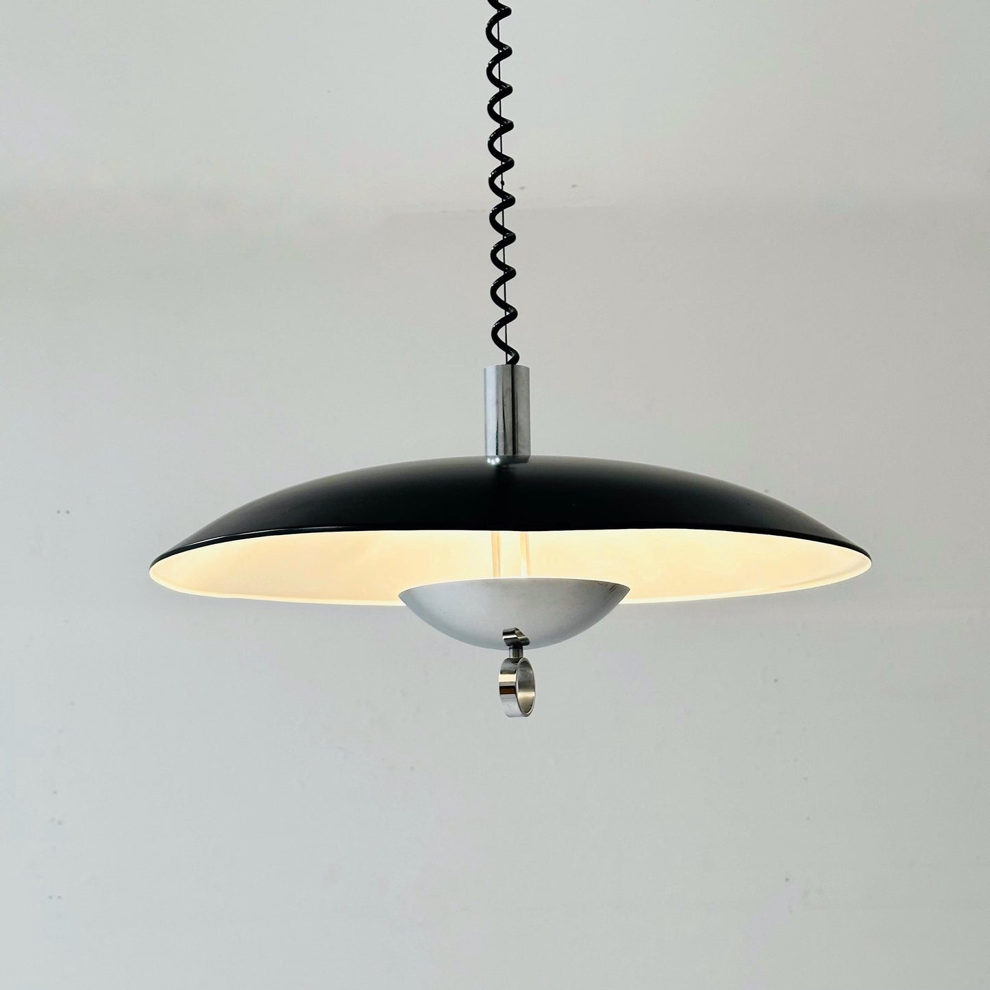 Mid century black chrome hanging lamp by Hillebrand Lighting, 1980s