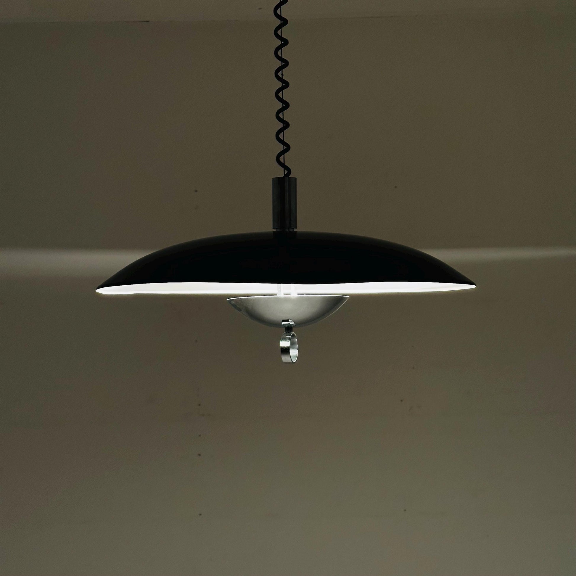 Mid century black chrome hanging lamp by Hillebrand Lighting, 1980s