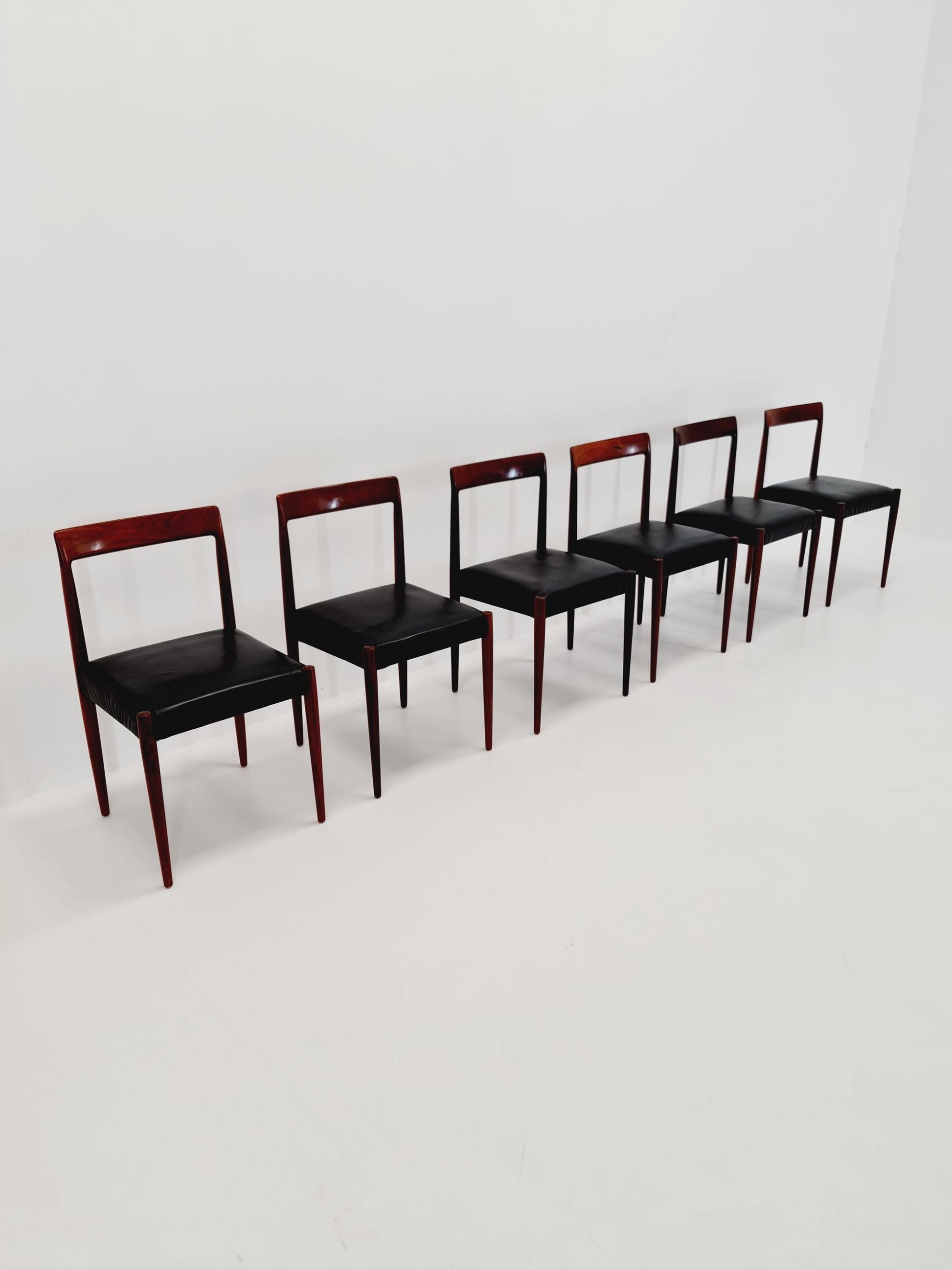 Mid century German rosewood & leather Dining Chair by Lübke, 1960s, set of 6