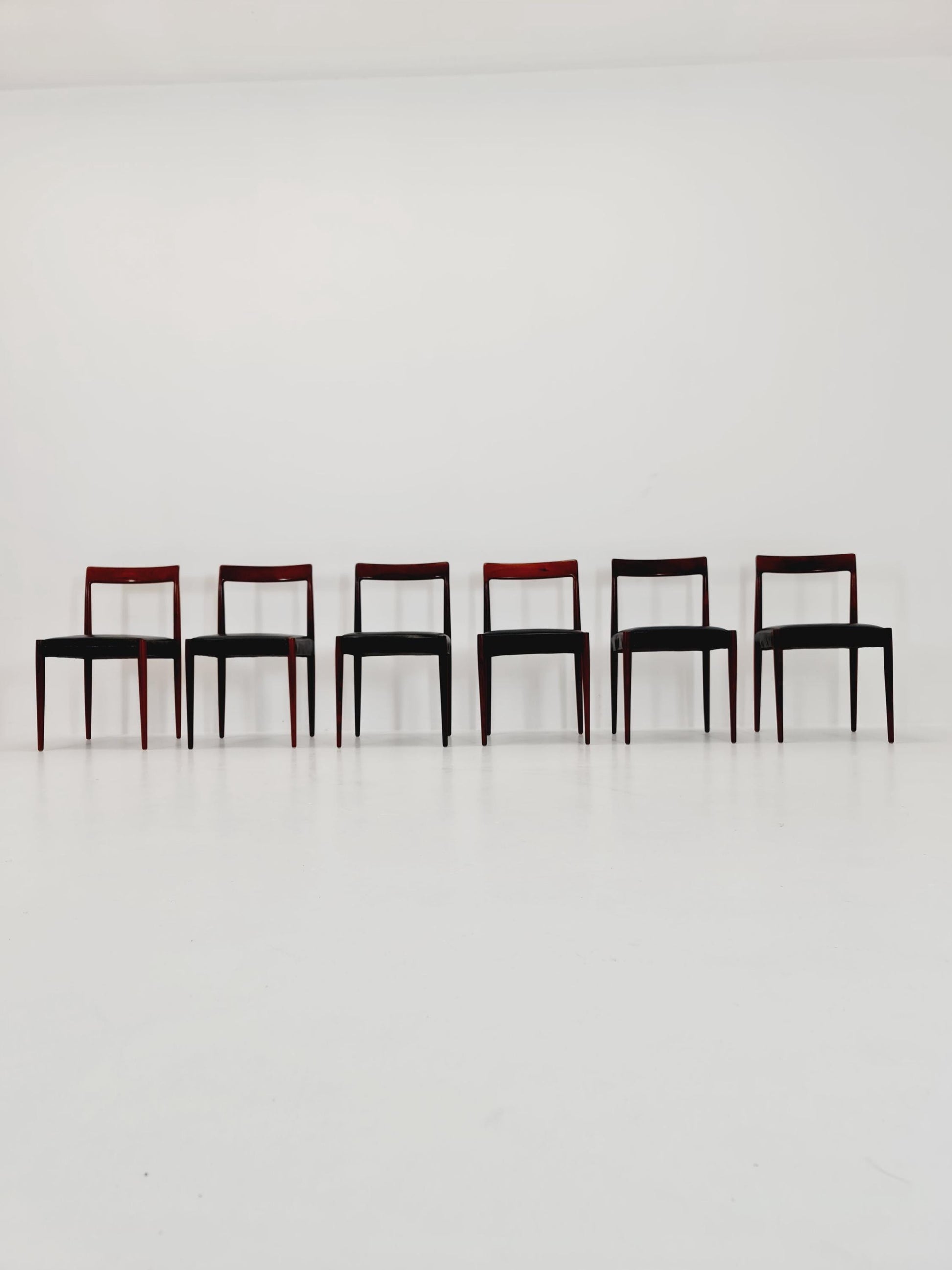 Mid century German rosewood & leather Dining Chair by Lübke, 1960s, set of 6