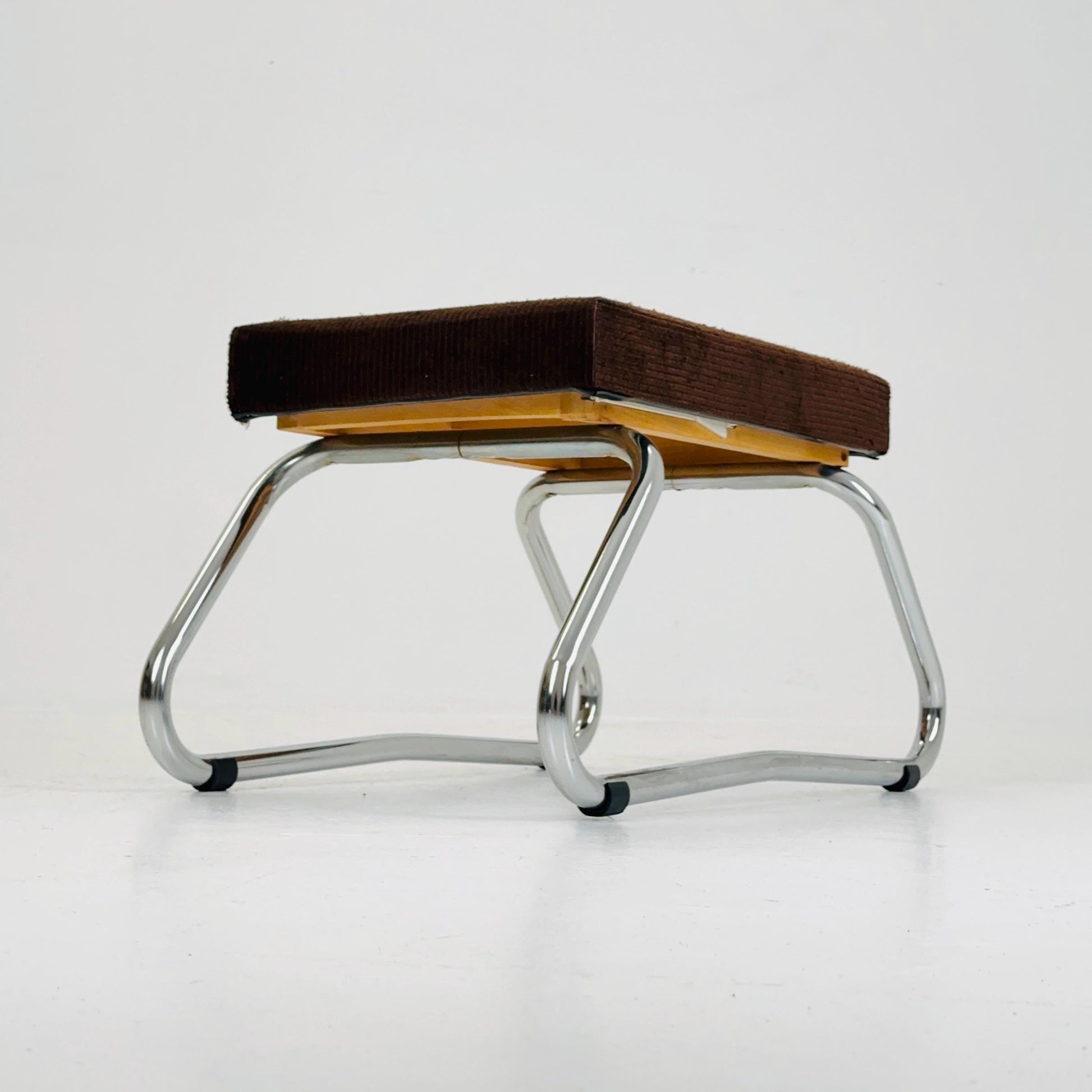 Mid century Stool with Chrome Accents and Hidden Steps –1960s