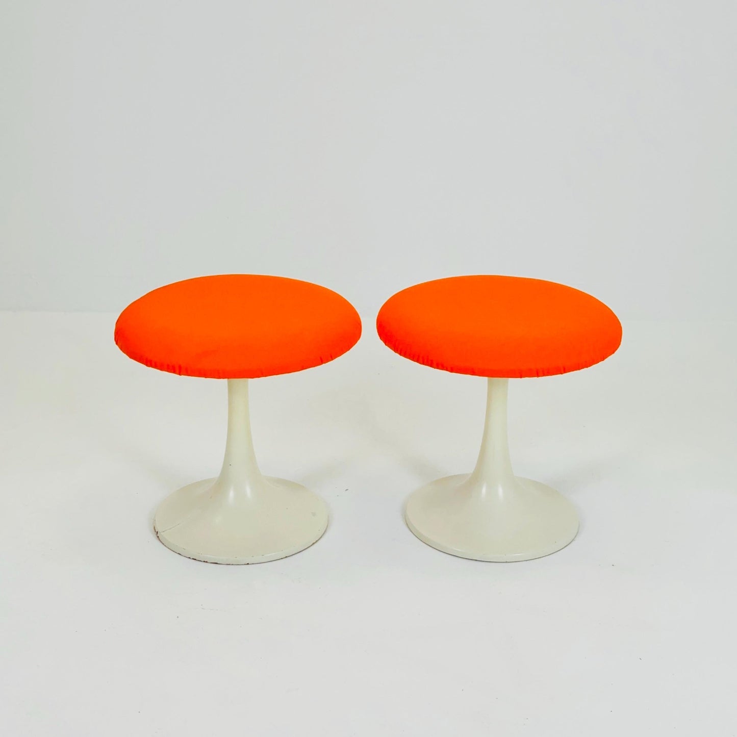 1 of 2 Mid-Century Tulip orange stool by Tamburin, Sweden, 1970s