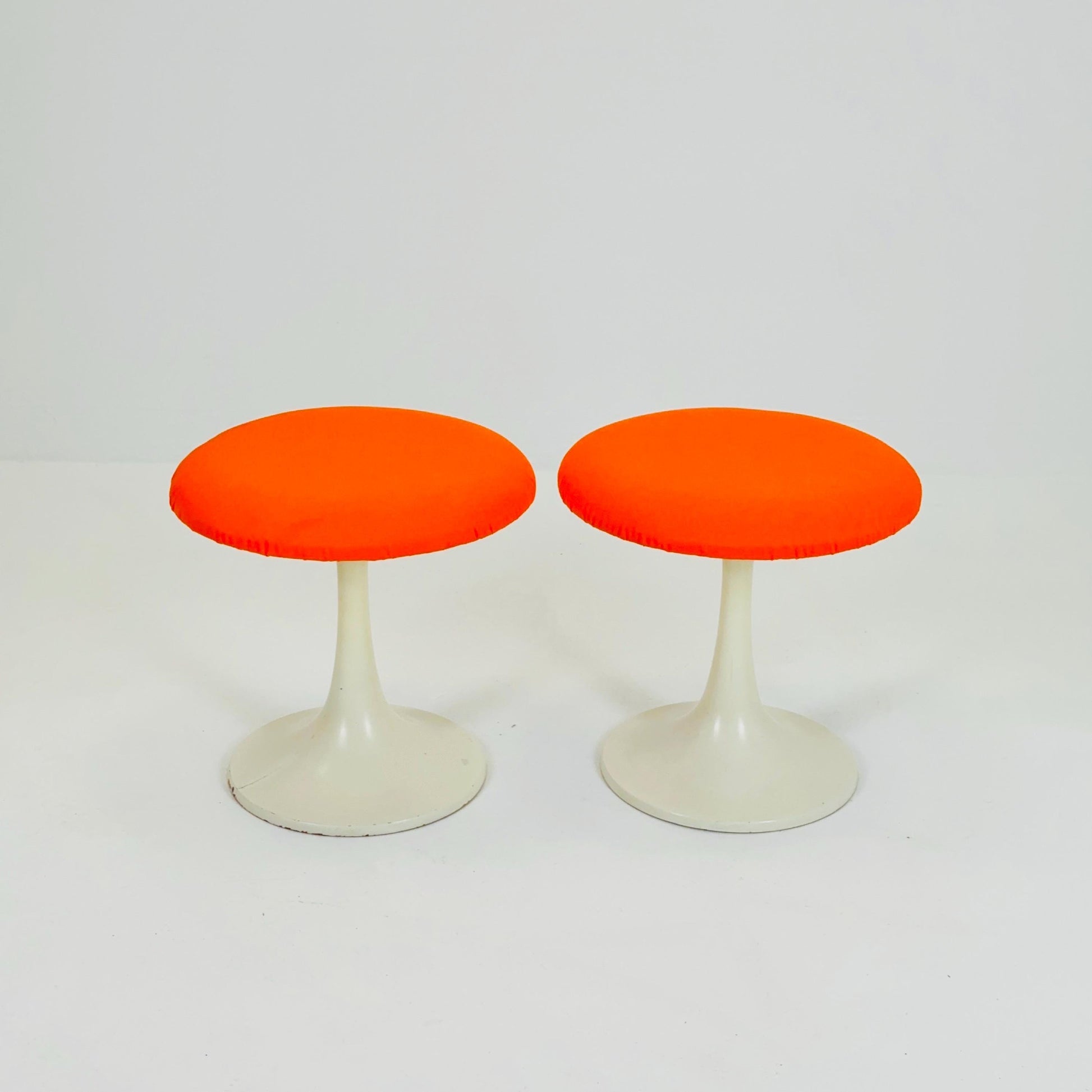 1 of 2 Mid-Century Tulip orange stool by Tamburin, Sweden, 1970s